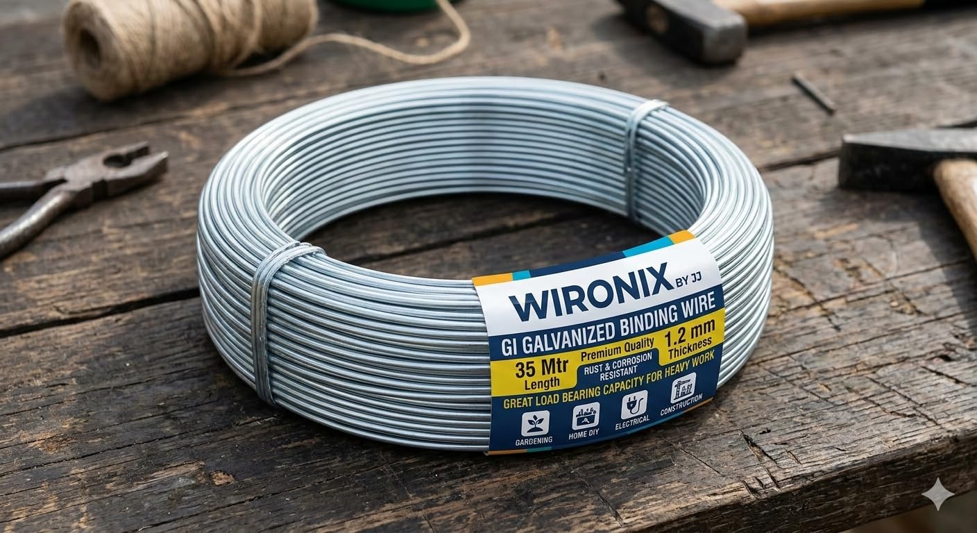 WIRONIX BY JJ GI Galvanized Binding Wire for Gardening, Home DIY, Electrical, Construction or multipurpose 35mtr length &1.2 mm Thickness (Great load bearing capacity for heavy work)-image-5