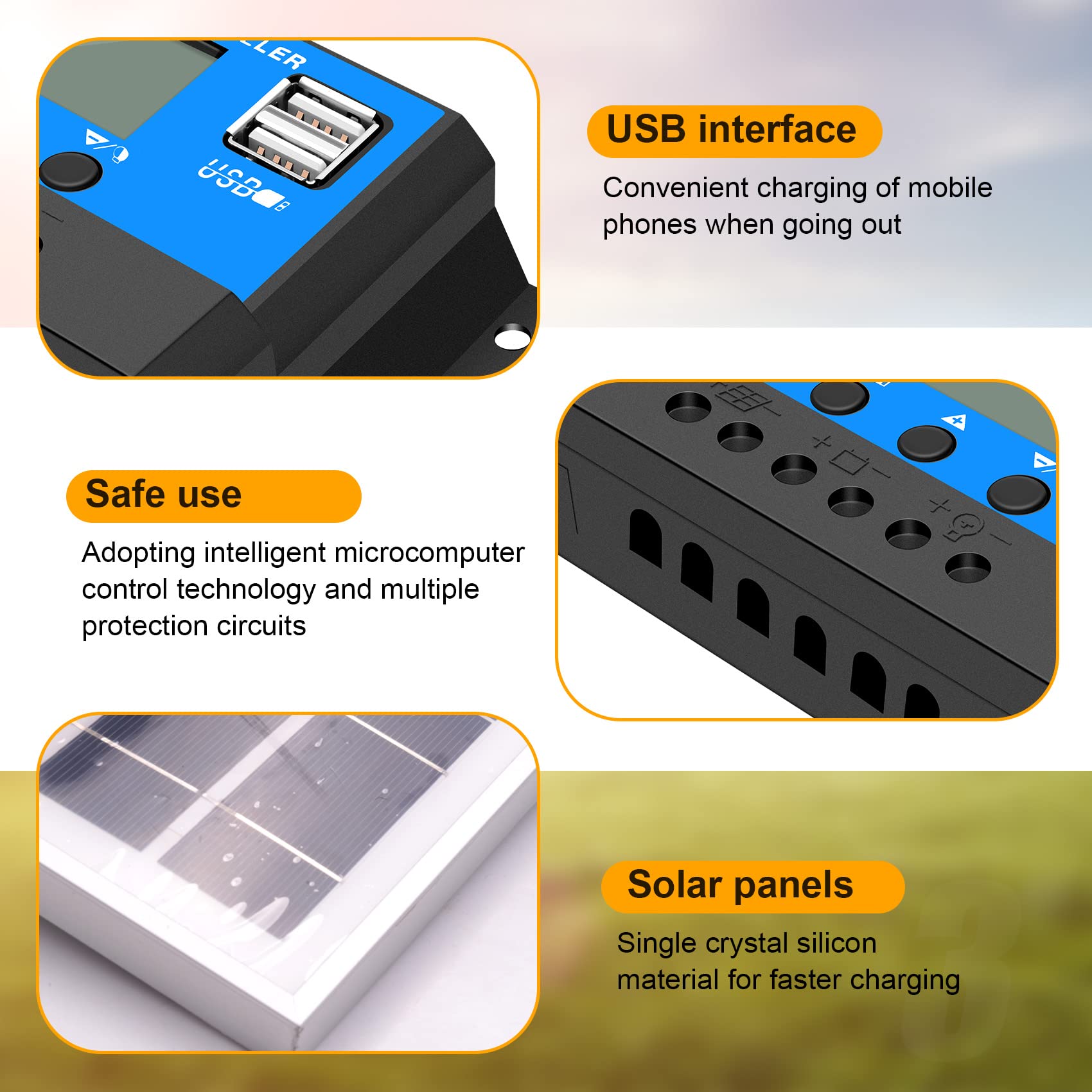 Chargeur de Batterie de Panneau Solaire 30W 12V + ContrôLeur 40A pour Camping-Car Camping-Car