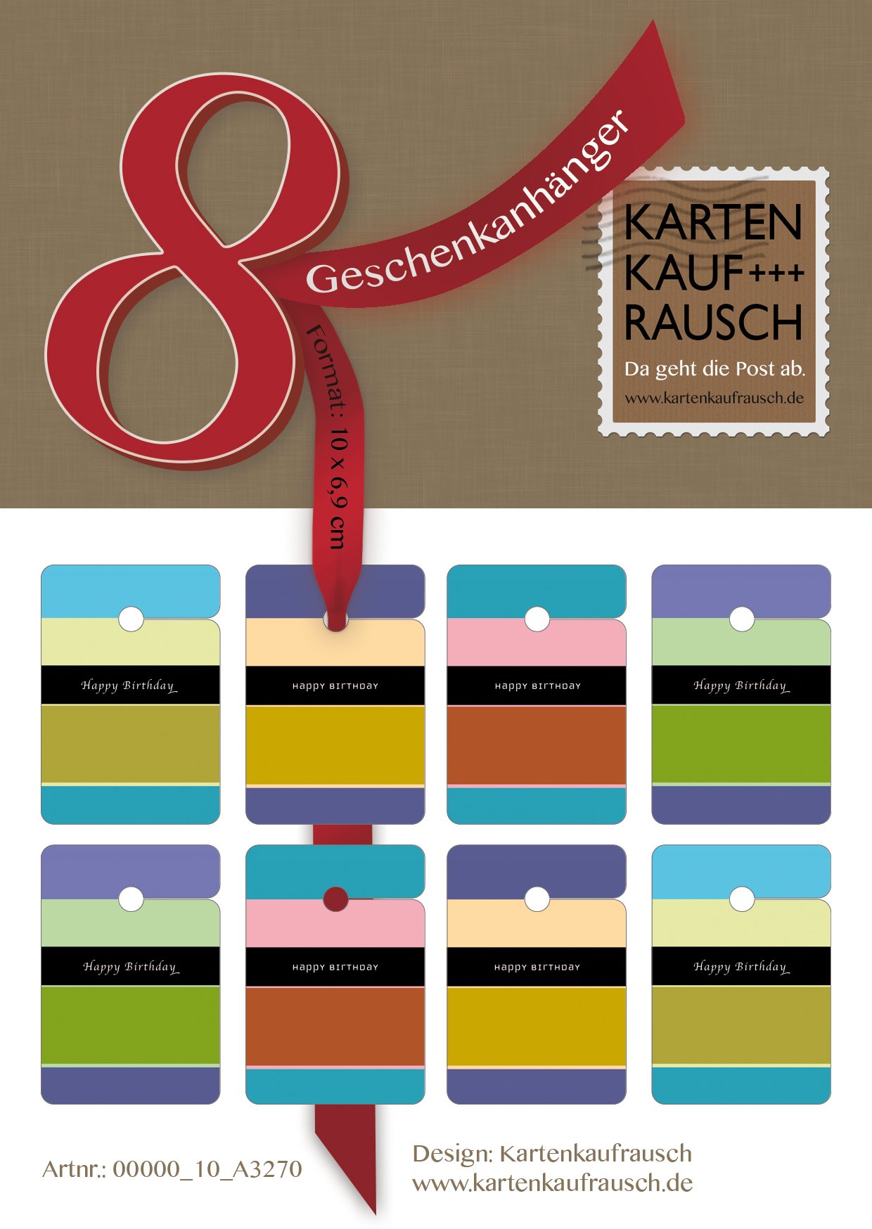 Geburtstags Geschenk Anhänger | Papieranhänger | Geschenk Karten (64Stk) zum Geburtstag im coolen Designer Look: Happy Birthday