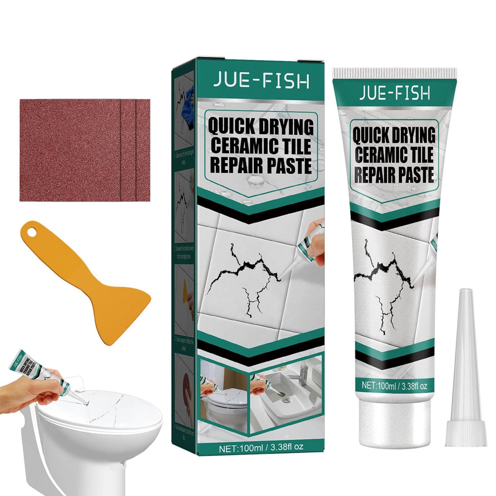 Firulab Tile Grout Paint | Cracked Tile Filler Kit,3.5 oz Wall Repair Patch Kit with Scraper and Sandpapers, Self-Adhesive, Waterproof, Easy to Fill Holes in Home Wall