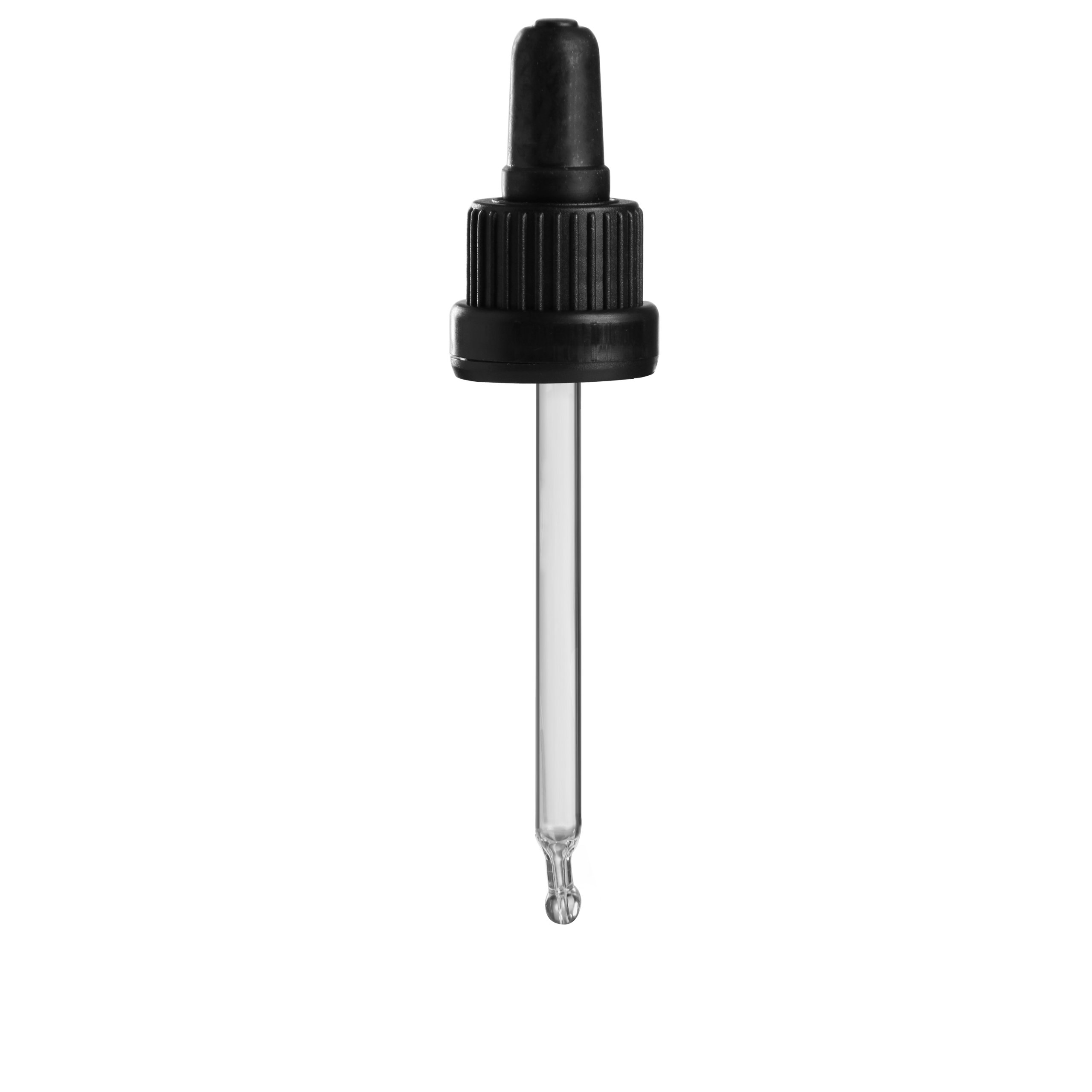 100 x Glas-Tropfpipette PL63mm - schwarz/schwarz - mit Originalitäts-Verschluss (OV) - für 20ml Pipettenflaschen mit Gewinde DIN 18 (18mm) / Pipette / Pipetten / Tropfpipette / Tropfpipetten / Glaspipette / Glaspipetten / Pipettenverschluss
