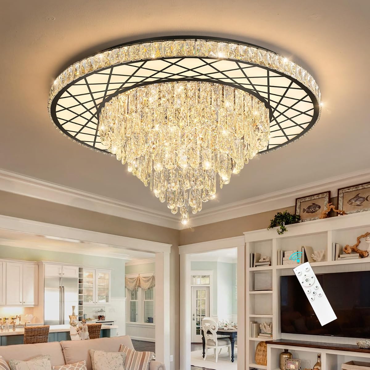 HAIXIANG Elegant Modern Crystal Chandelier Lighting Elegant Dining Room Living