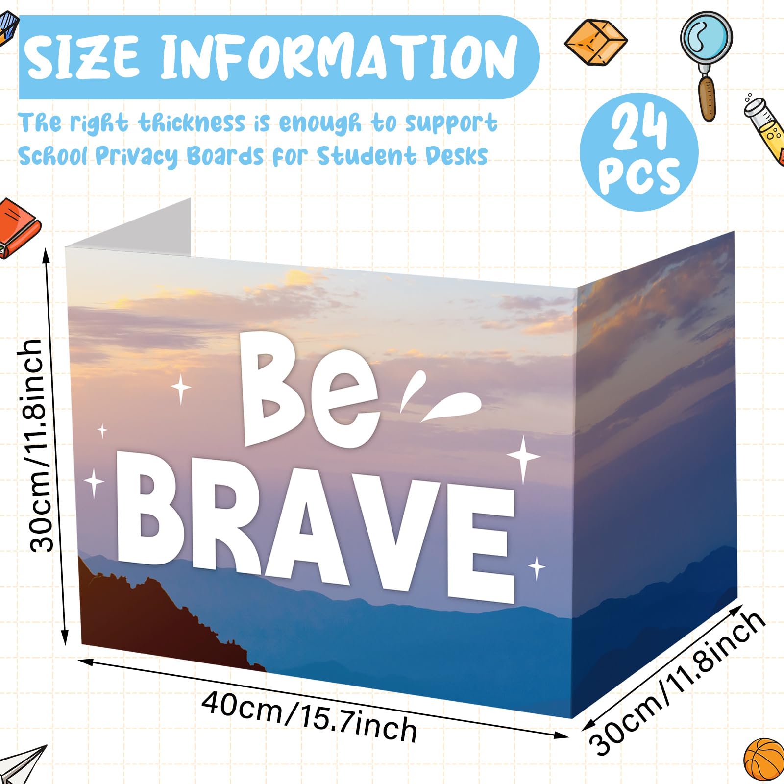 Honoson Inspirierende Sichtschutzmappen für Studenten, aus Karton, Motivationswörter, Schreibtisch-Trennwände, Schild für Klassenzimmer, Schule, Lernbedarf, 6 Stile (Szene)