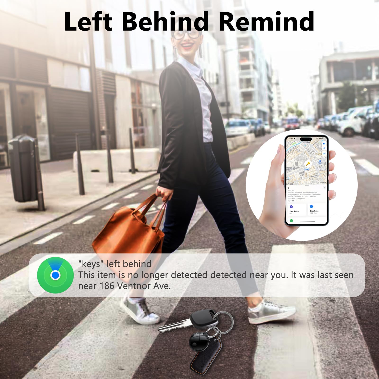 Air Tracker Tag 4 pezzi Nero,Gps Tracker Funziona Bluetooth Trova oggetti Compatibile con Apple Dov'è (solo iOS) Localizzatore Chiavi per Borse, Bagagli, Zaini, Batteria Sostituibile