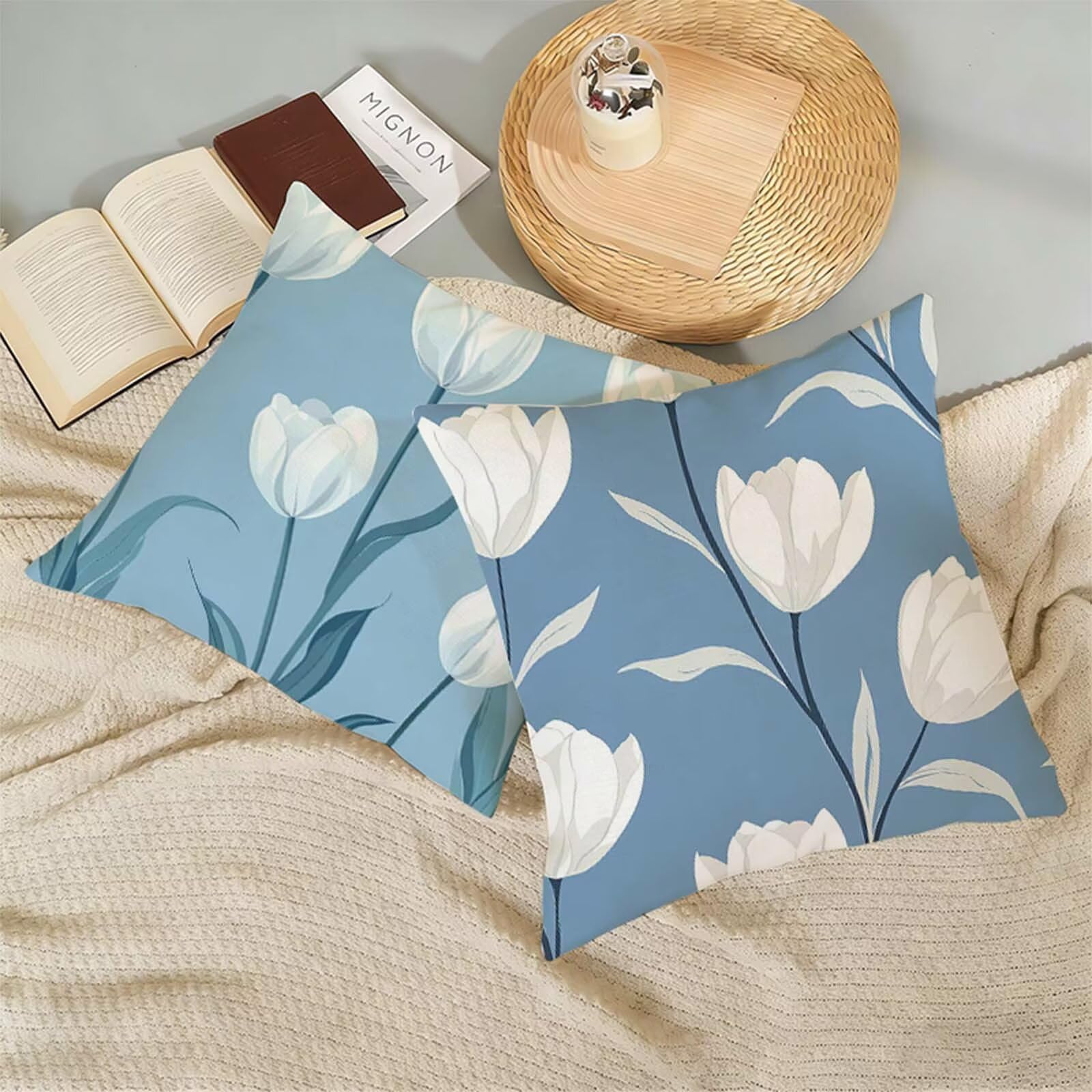 Juego de 2 Funda Cojin 80x80cm Color Huevo Pato,Cuadrada Impermeable Fundas Cojines Rural Lino Impresión a Doble Cara con Cremallera Oculta,Apto Todas las Estaciones Funda Almohada Sofá Salón X-351