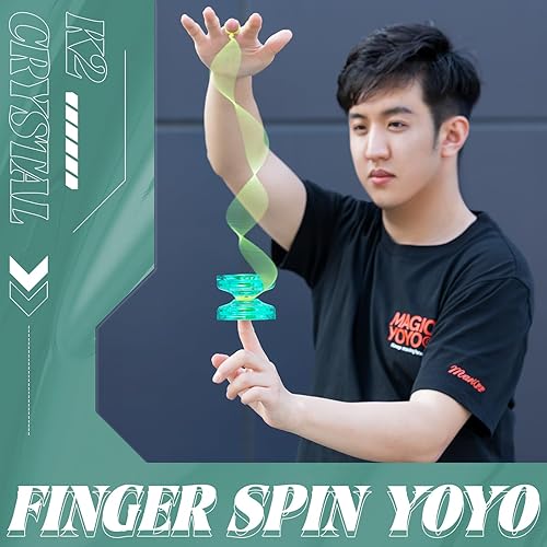 Miniatura 3 de Responsive Yoyo K2 Crystal, paquete de 2 yoyos profesionales para niños, yoyos de truco de doble propósito con rodamiento de yoyo que no responde +