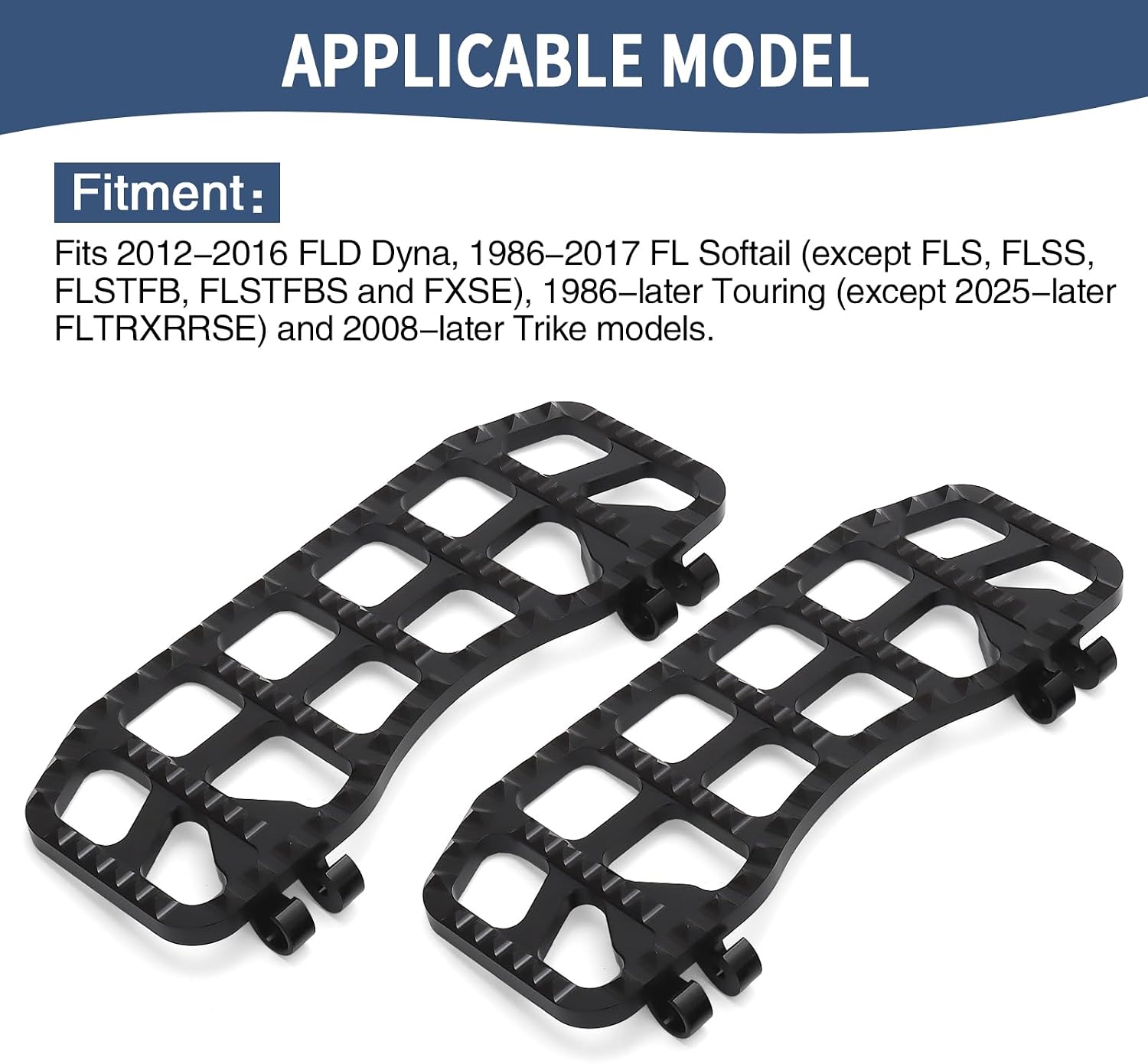 Motorcycle Floorboards Mini Front Footboards Mx Foot Pegs Fit For Harley 86-later Touring Street Glide Road King Road Glide Electra Glide Trike 12-2016 Dyna FLD 86-2017 FL Softail (Black)