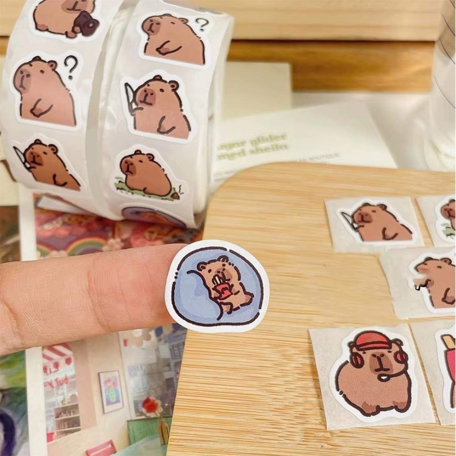 FloraVigo Capybara 8 verpakkingen schattige en verlegen Capybara zelfklevende notities, 30 vellen per verpakking, geschikt voor studenten, leraren, kinderen, schoolbenodigdheden
