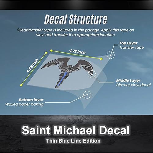 Miniatura 4 de GRITKULTURE - Calcomanía reflectante de San Miguel Arcángel delgada de línea azul de 4 x 36 pulgadas para automóviles camiones vasos laptops y