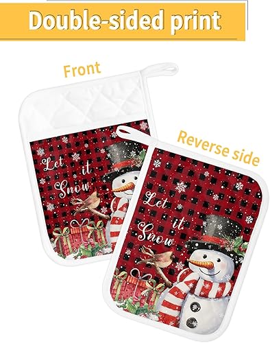 Miniatura 9 de Pink Santa 2Pcs Pot Holders for Kitchen,Non Slip & Heat Insulation Terry Cloth Potholder Set with Pocket,Thick Hot Pad Oven Mitts Trivet Coaster for