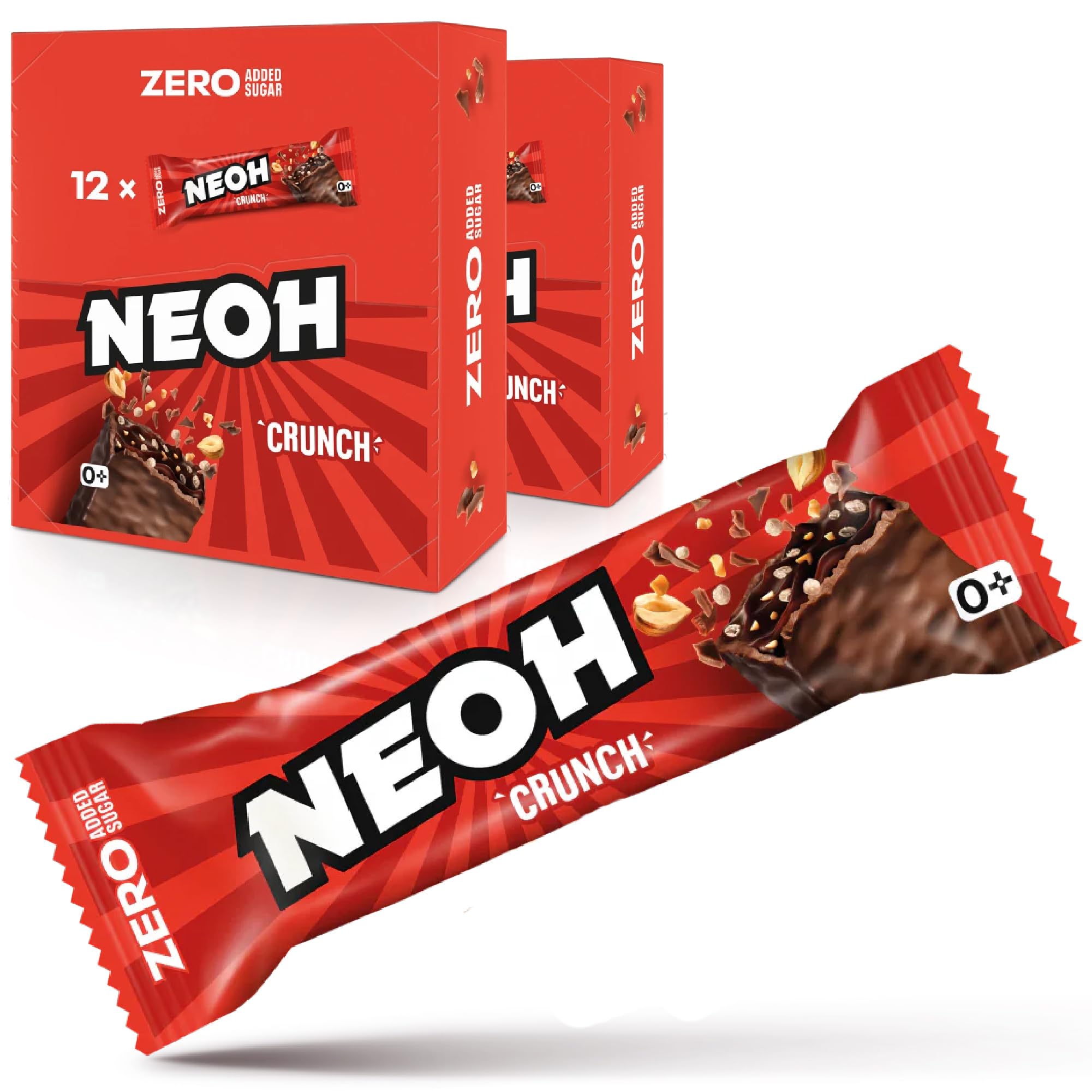NEOH Low-Carb Keto Crunch-Schokoladenriegel – Ohne zugesetzten Zucker, Mit jedem Bissen ein knuspriges Schokoladenerlebnis, Perfekt für eine Low-Carb-Ernährung, 24x30g Packung