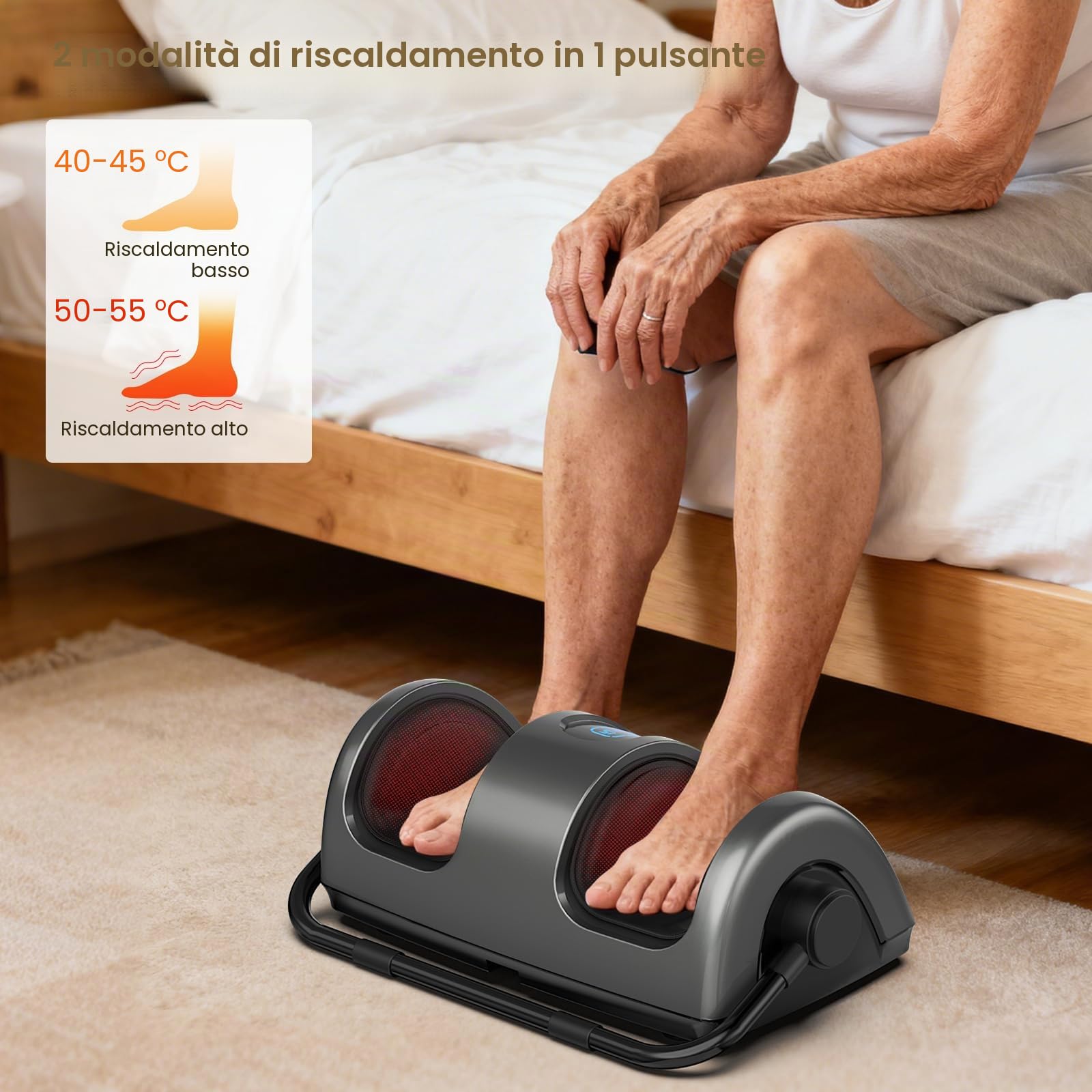 TISSCARE Shiatsu - Massaggiatore per piedi e gambe, massaggiatore per piedi e gambe con funzione termica, massaggiatore elettrico per piedi per fascite plantare e sollievo dal dolore, regalo per uomo
