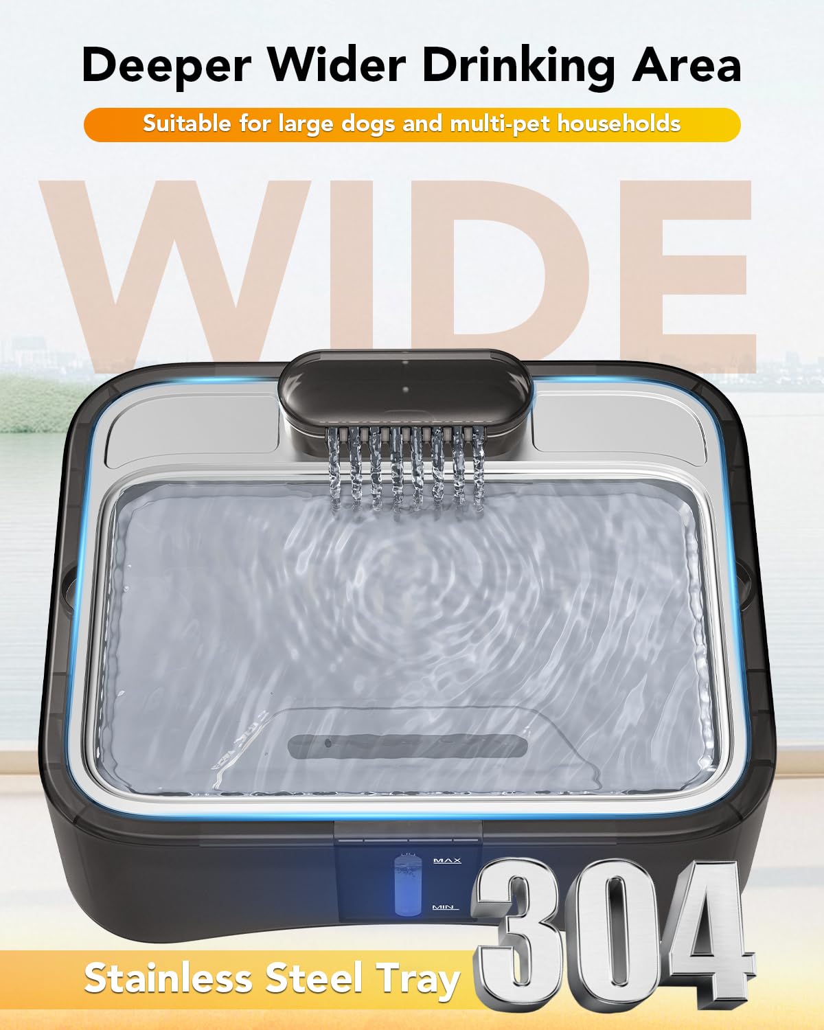 UPSKY Fuente de agua elevada para perros de 8.5 L/2.25 galones, dispensador elevado de 4 alturas ajustables para perros grandes y múltiples mascotas, bandeja de acero inoxidable con bomba ultra