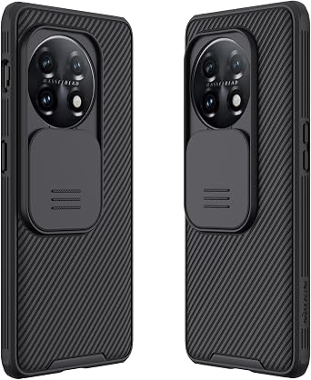 Case Compatible with Oneplus 11, Slide Cover Camera Lens Protection Case TPU Bumper Hard PC Back Cover Oneplus11 Black