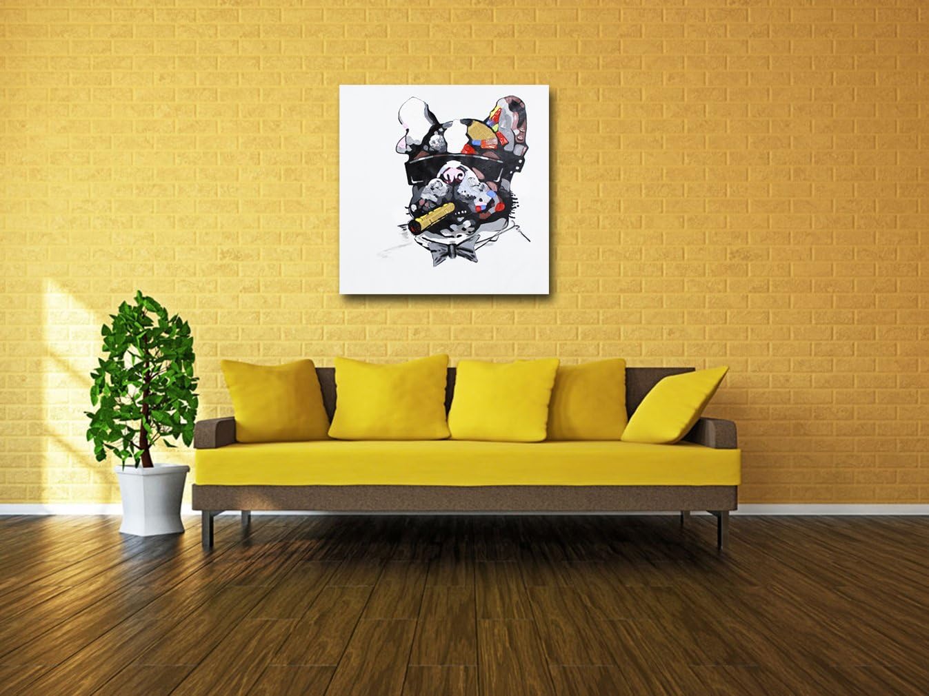 Weekly Top Sale Muzagroo Art Oil Painting Cool Dog Canvas Art Hand Painted Large Size Wall Art for Living Room Modern Painting for Office Wall Decor(32x32in)