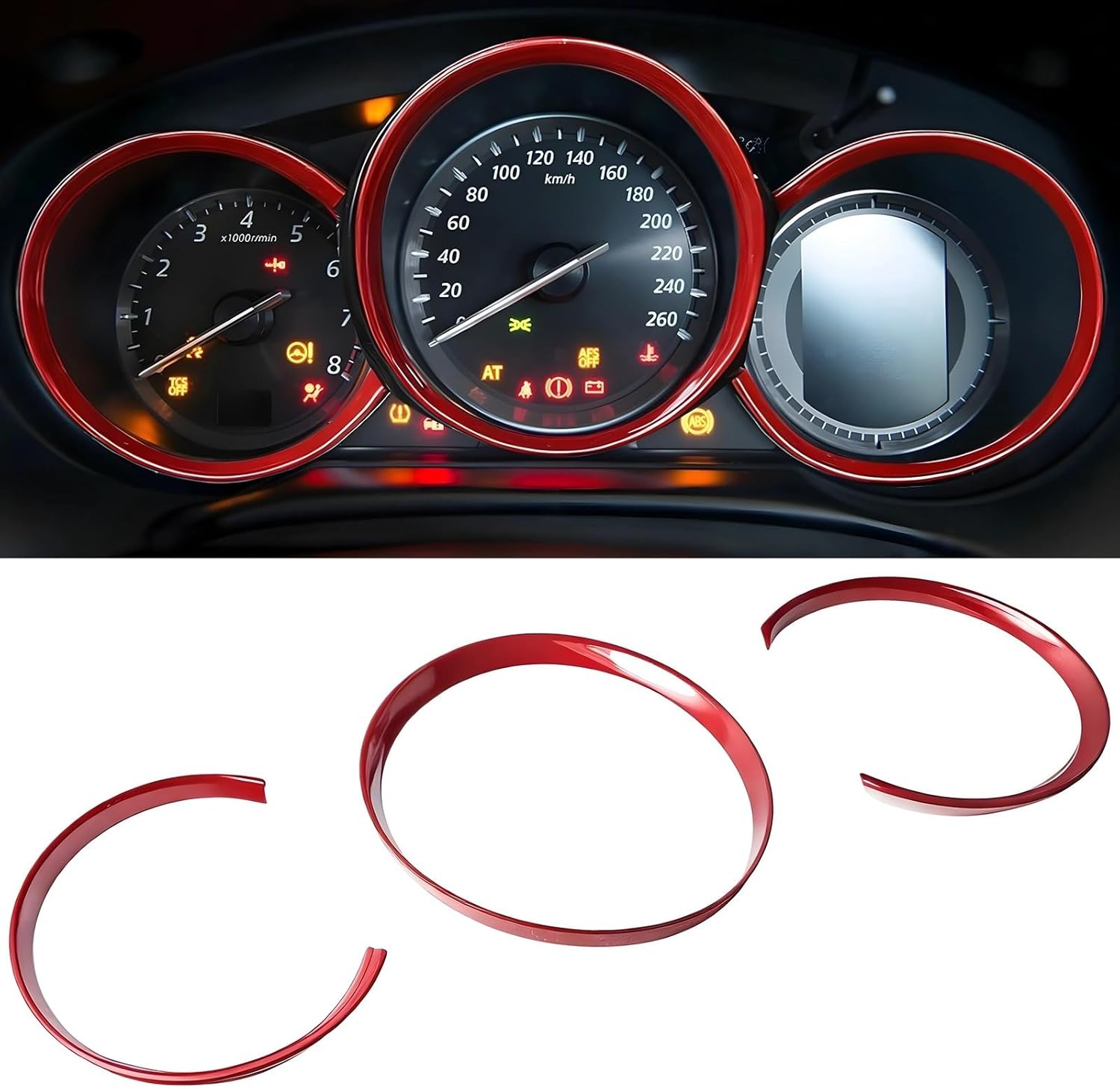 Interior Trim Set - 3 Pcs Red Board Ring Kit For Cayenne, Sporty Accent With Simple Installation