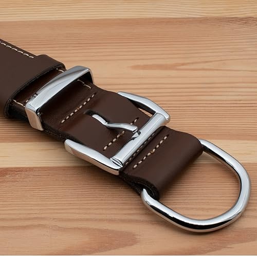 Miniatura 7 de Collar de perro de cuero curtido vegetal para perros grandes, collares de perro resistentes y de diseño de lujo (XL 1.6 pulgadas de ancho para 22.5