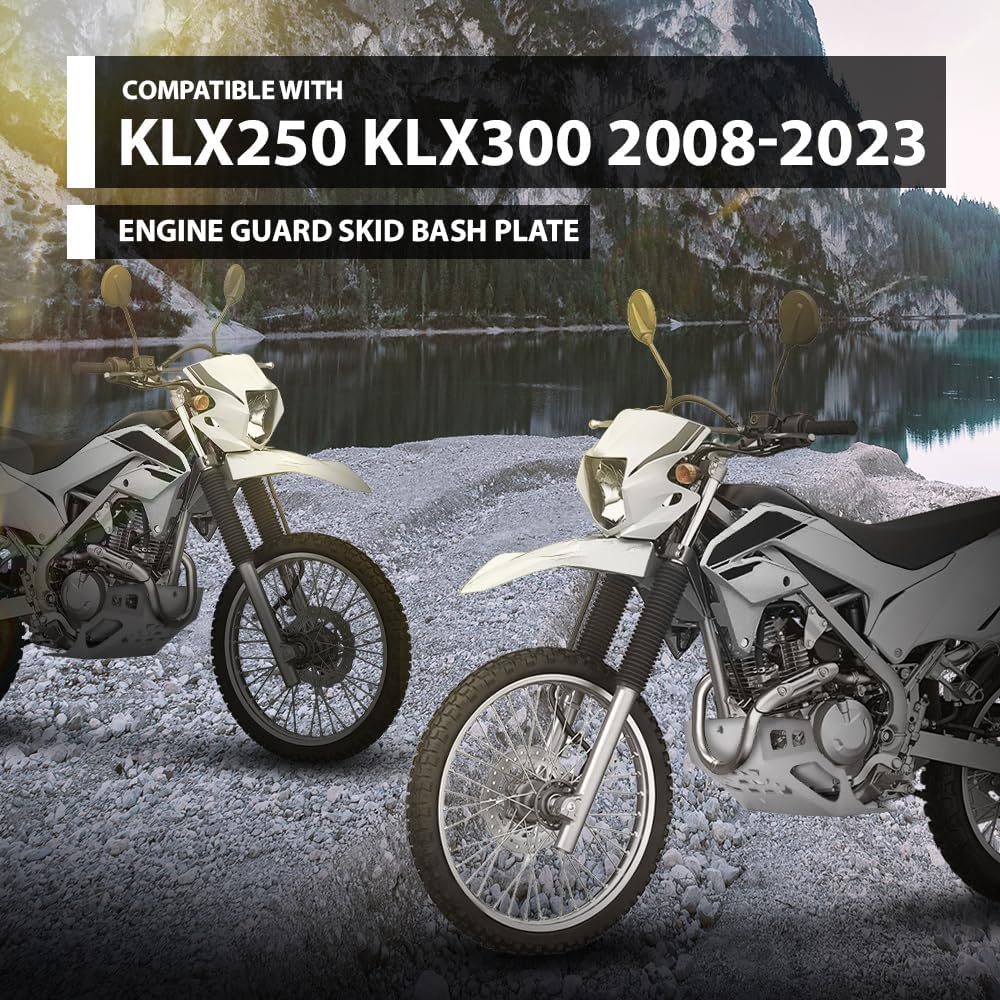 GRAND ORANGE Engine Skid Plate Compatible with Kawasaki KLX250 KLX300 2008 2009 2010 2011 2012 2013 2014 2015 2016 2017 2018 2019 2020 2021 2022 2023 Silver