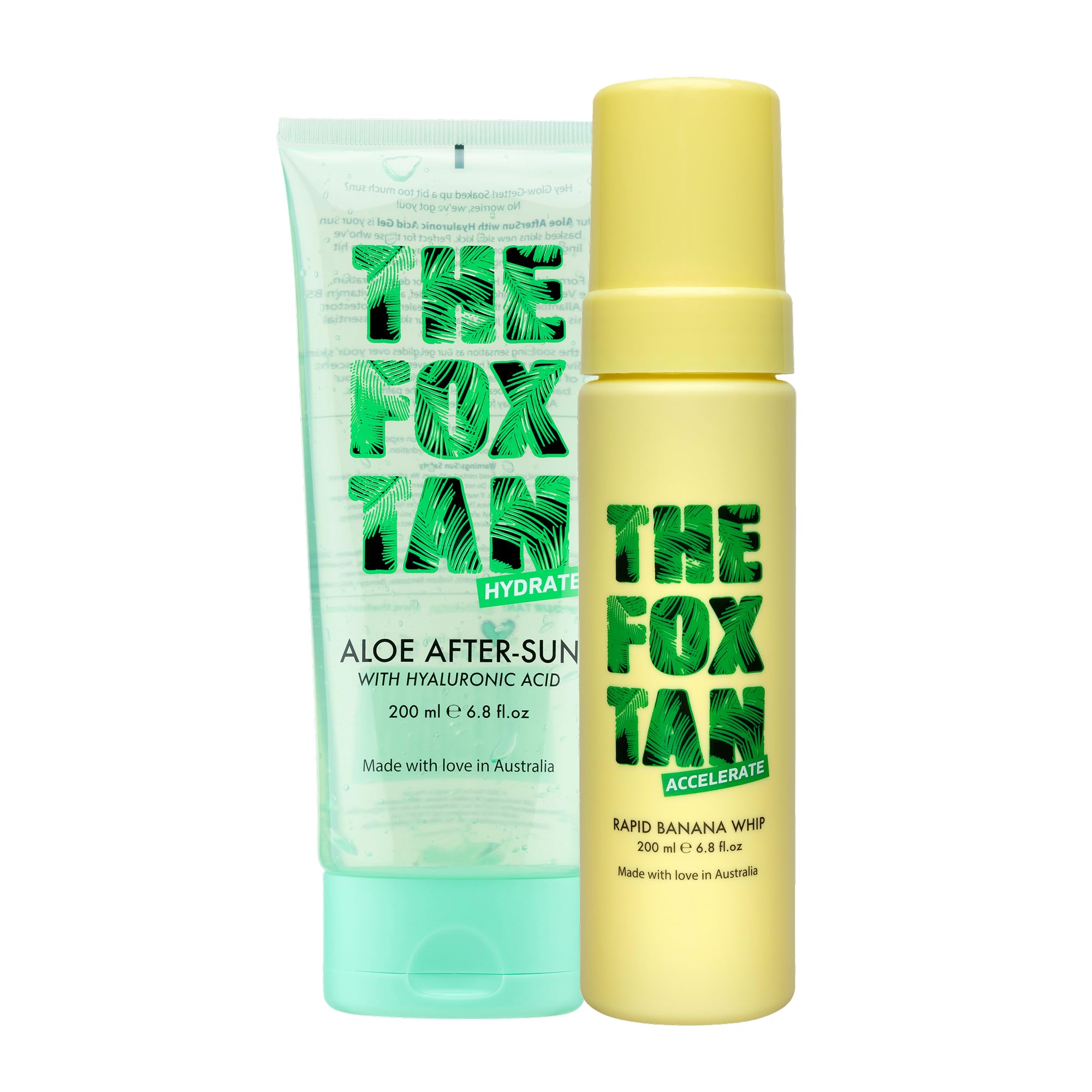 The Fox Tan Tropicool Duo, Tanning Accelerator & After-Sun Gel Set, For Darker & Long-Lasting Tans, Cooling & Hydrating for Sunburnt & Dry Skin, Vegan