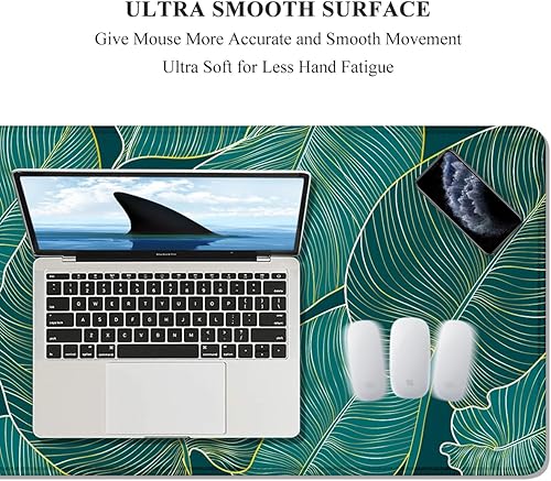 Miniatura 3 de Auhoahsil Alfombrilla de escritorio, tamaño XL, extendida, grande, 31.5 x 11.8 pulgadas, alfombrilla de mouse impermeable con borde cosido,