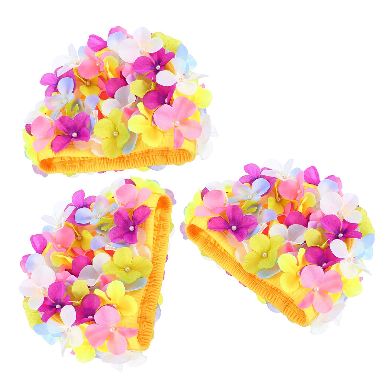 GLEAVI 3piezas Gorro de Natación de Pétalo para Mujer con Flores Protector de Pelo para Piscina o SPA