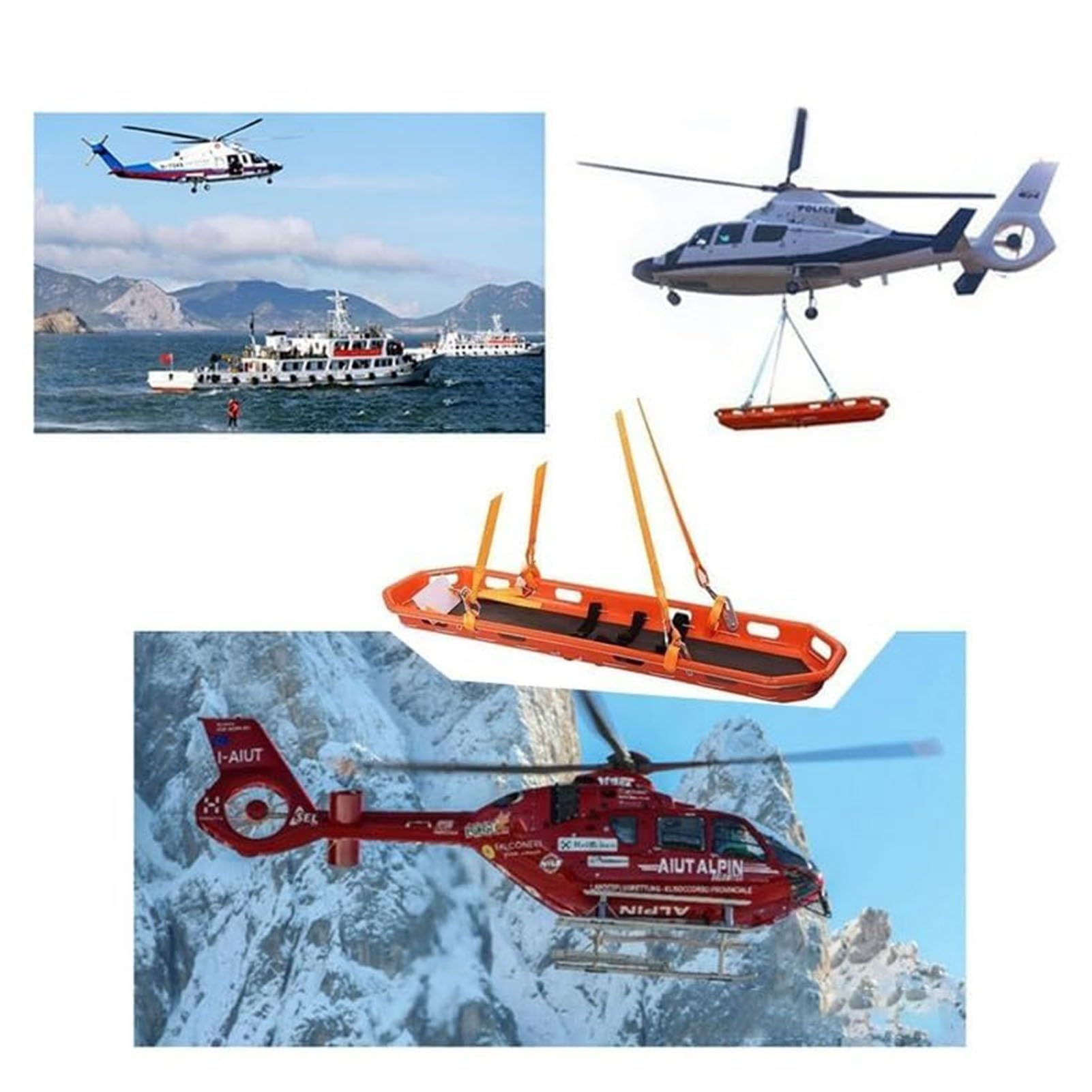 Emergency Stretcher Camilla De Emergencia PE Con Cesta Aire, Colgante, Salvavidas Desmontable Para Exteriores, Tabla Espinal Médica, Para Transporte Médico Aéreo