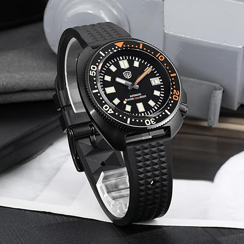 Miniatura 8 de watchdives Reloj de buceo automático para hombre, NH35 Movimiento 6105, reloj de pulsera de 656.2 ft de cristal de zafiro para hombre, con pulsera