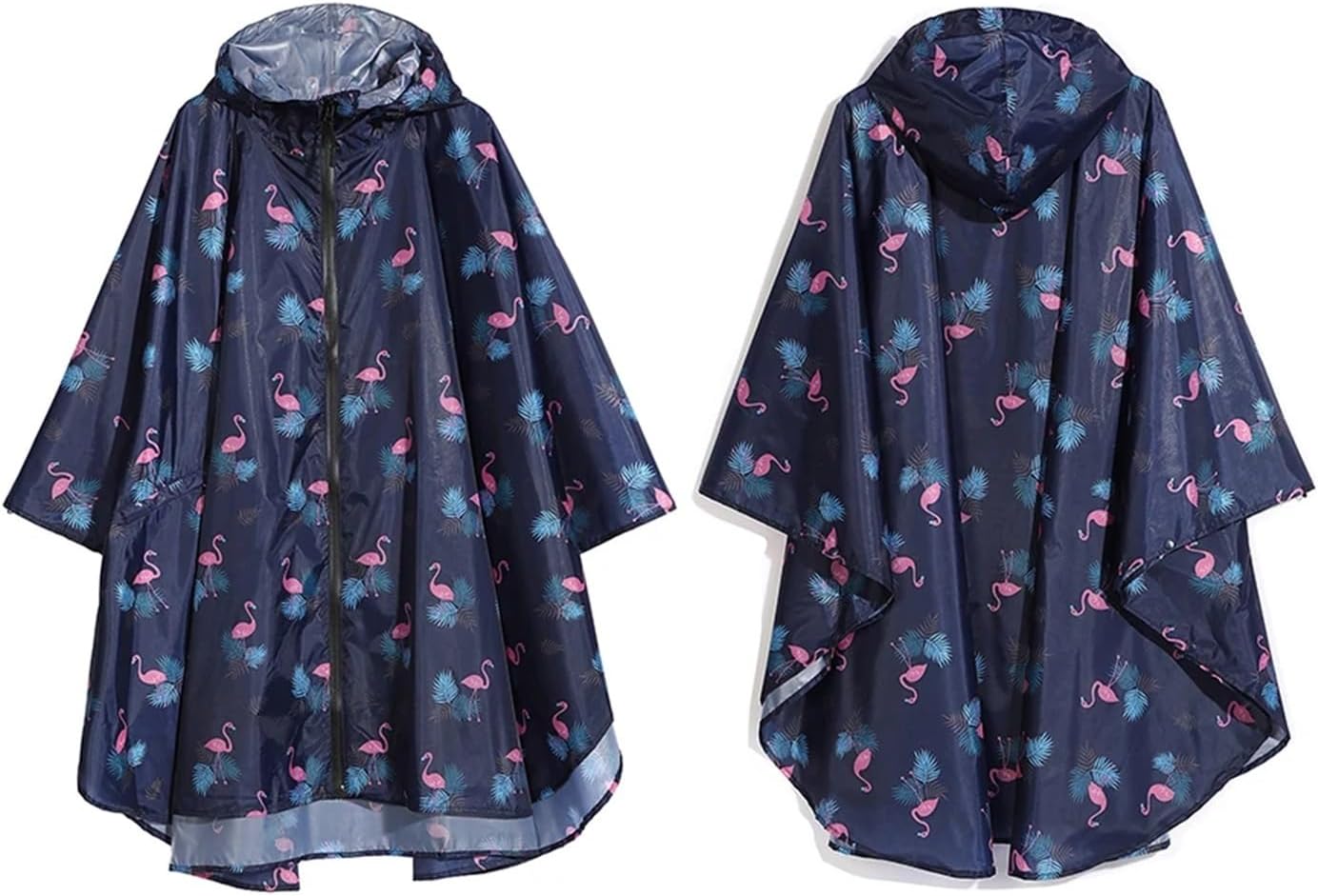 Women Raincoat Women's Raincoat Waterproof Rain Poncho Cloak with Hood for Hiking Climbing and Touring(Blue flower)