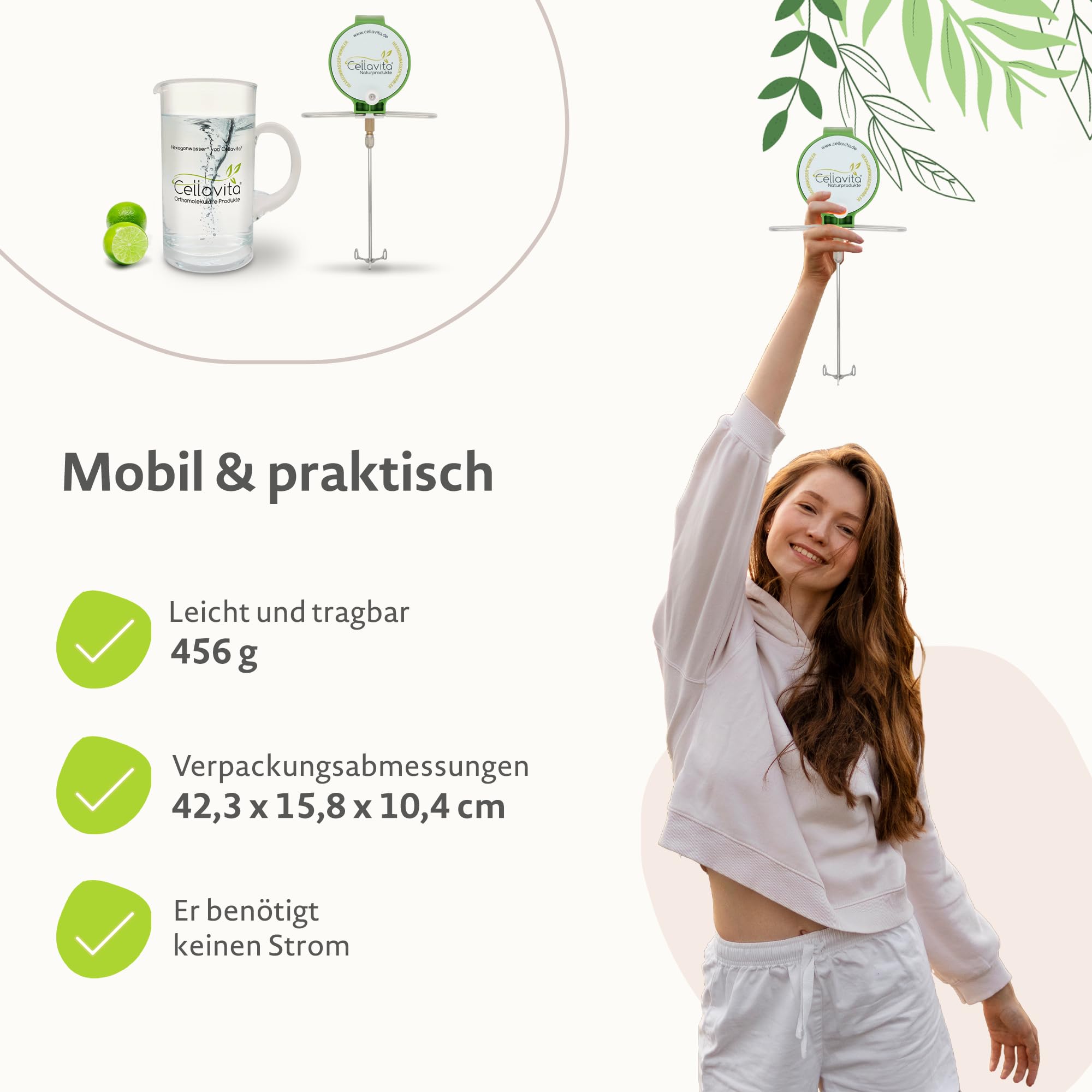 Cellavita – Hexagonwasser® Wasserwirbler einzeln – Manueller Handwirbler für Schauberger Wirbel – Wasserverwirbler für Herstellung von belebtem & vitalisiertem Wasser durch veränderte Hexagonstruktur