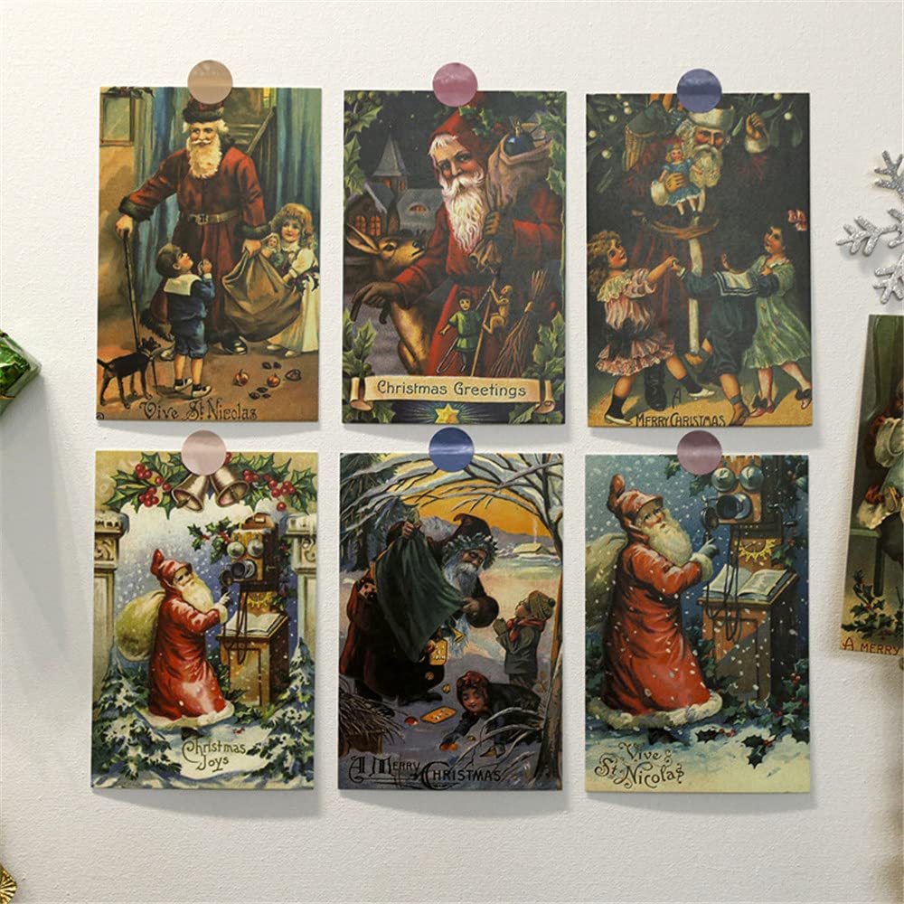 Kiskick Weihnachtskarten 30 Stück – Vintage-Design, 15x10 Cm, 300g Papier, Ohne Vordruck Innen