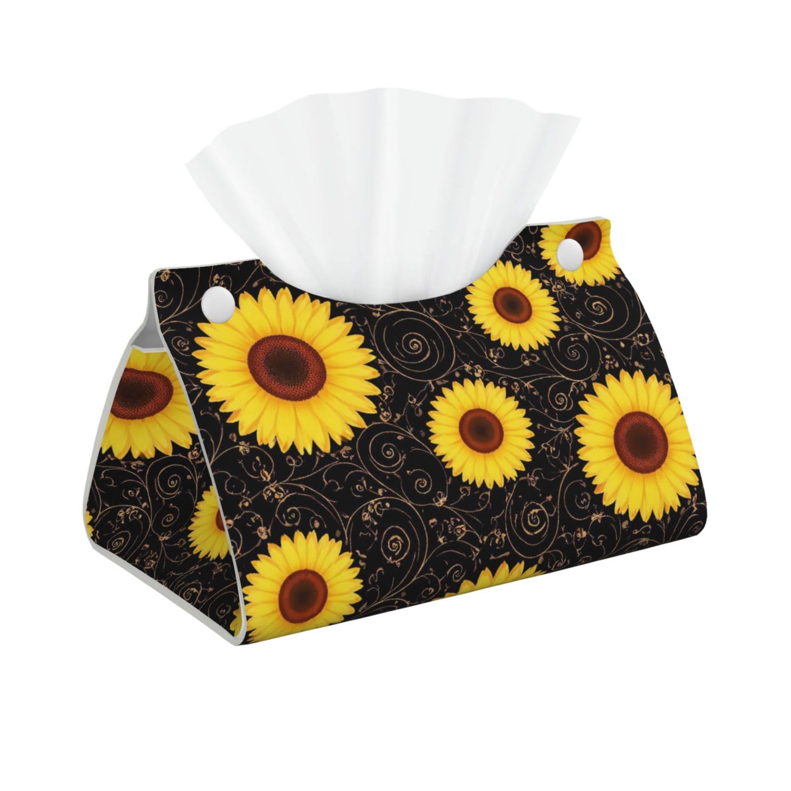 Floral Sunflower Black Long Tissue Box Cover Holder Home Decor Aesthetic 7.87'' x 5.12'' x 0.98''