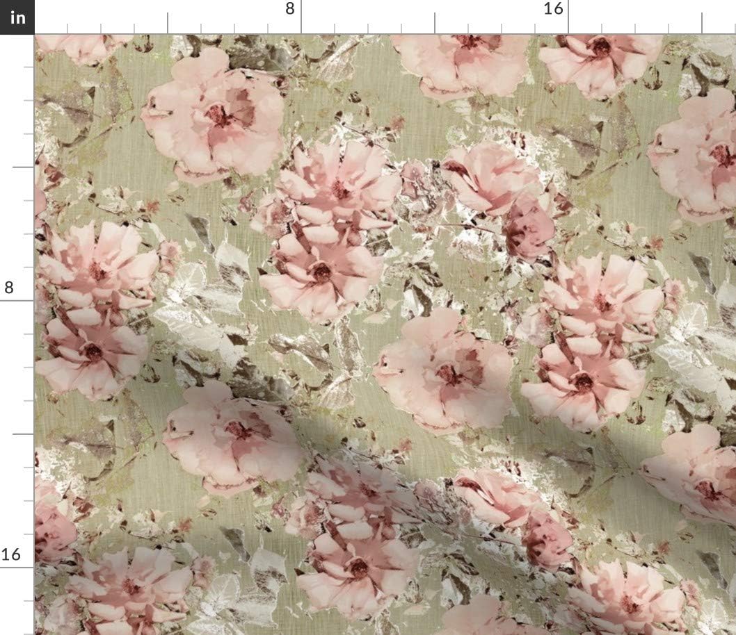 Spoonflower Fabric - Vintage Shabby Rose Floral Victorian Botanical Wedding Spring Chic Printed on Petal Signature Cotton Fabric Fat Quarter - Sewing Quilting Apparel Crafts Decor