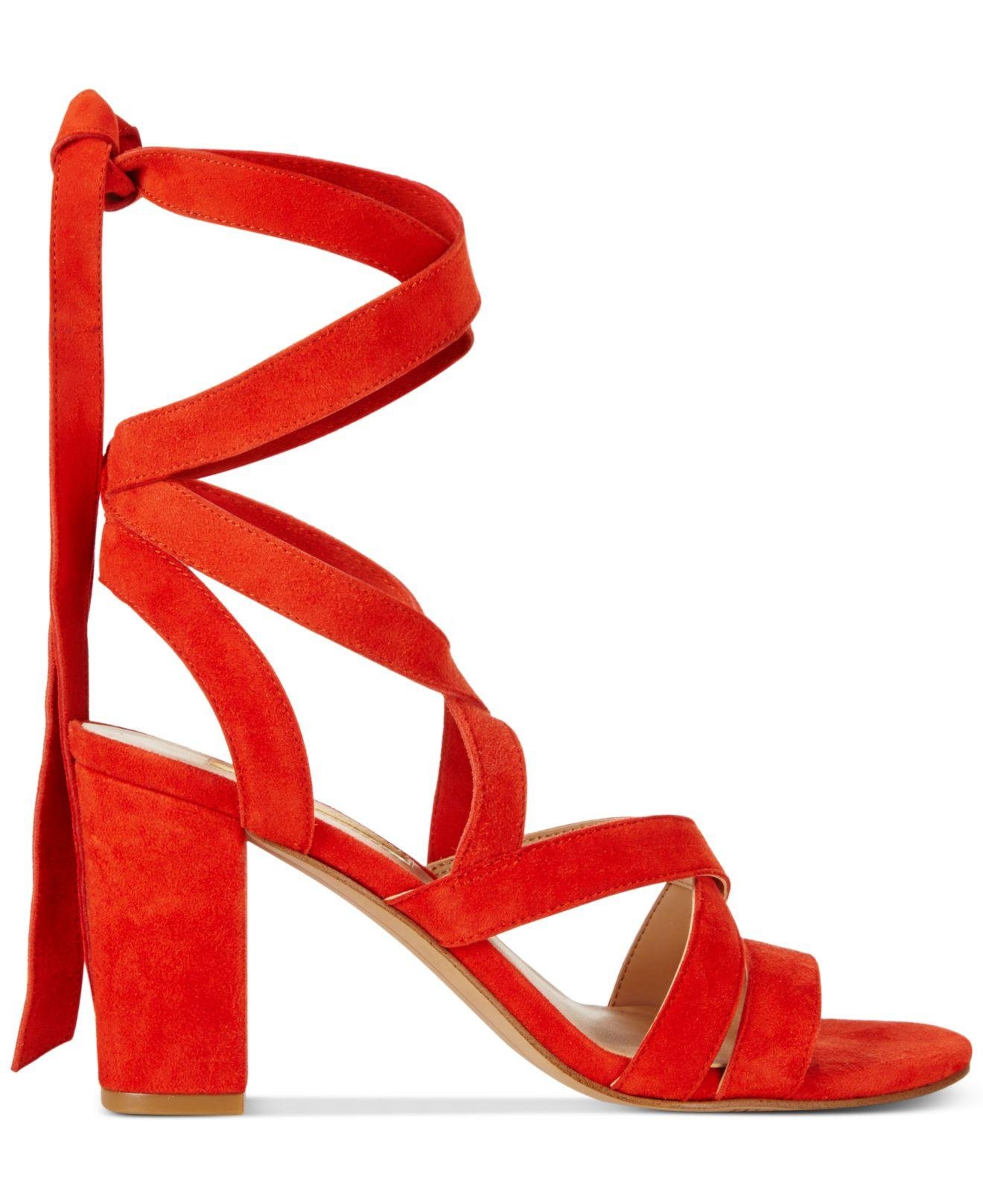 INC International Concepts Womens Kailey Suede Open Toe, Spring Red, Size 9.0