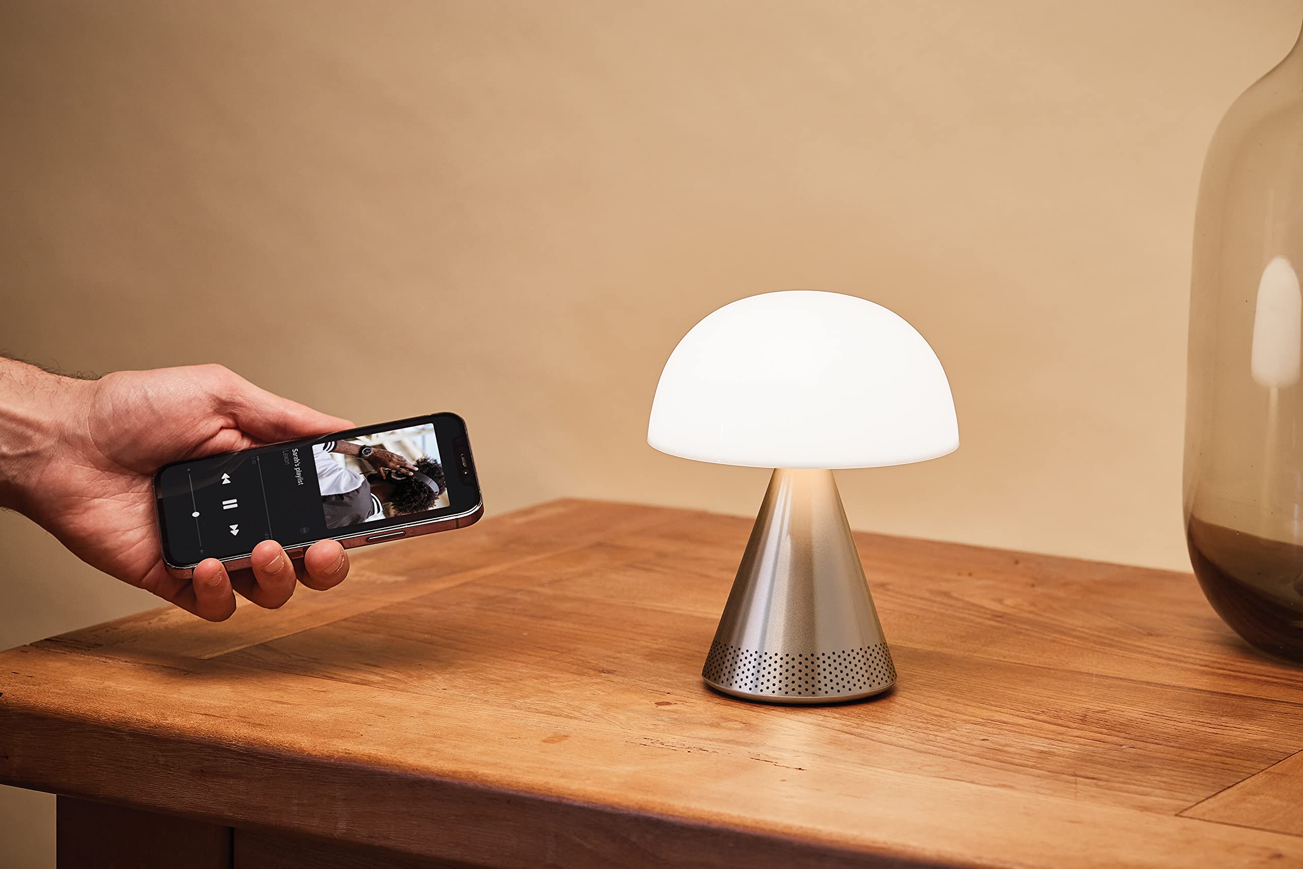 Lexon Mina L Audio 2 in 1 Mushroom Table Lamp and Wireless