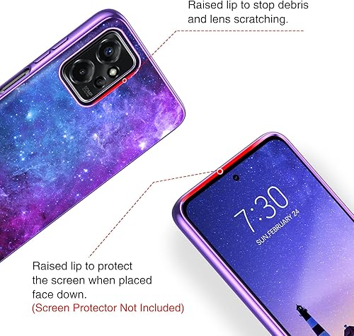 Miniatura 5 de GUAGUA Funda compatible con Motorola Moto G Power 5G 2023 de 6.5 pulgadas que brilla en la oscuridad, nebulosa espacial luminosa nocturna delgada,