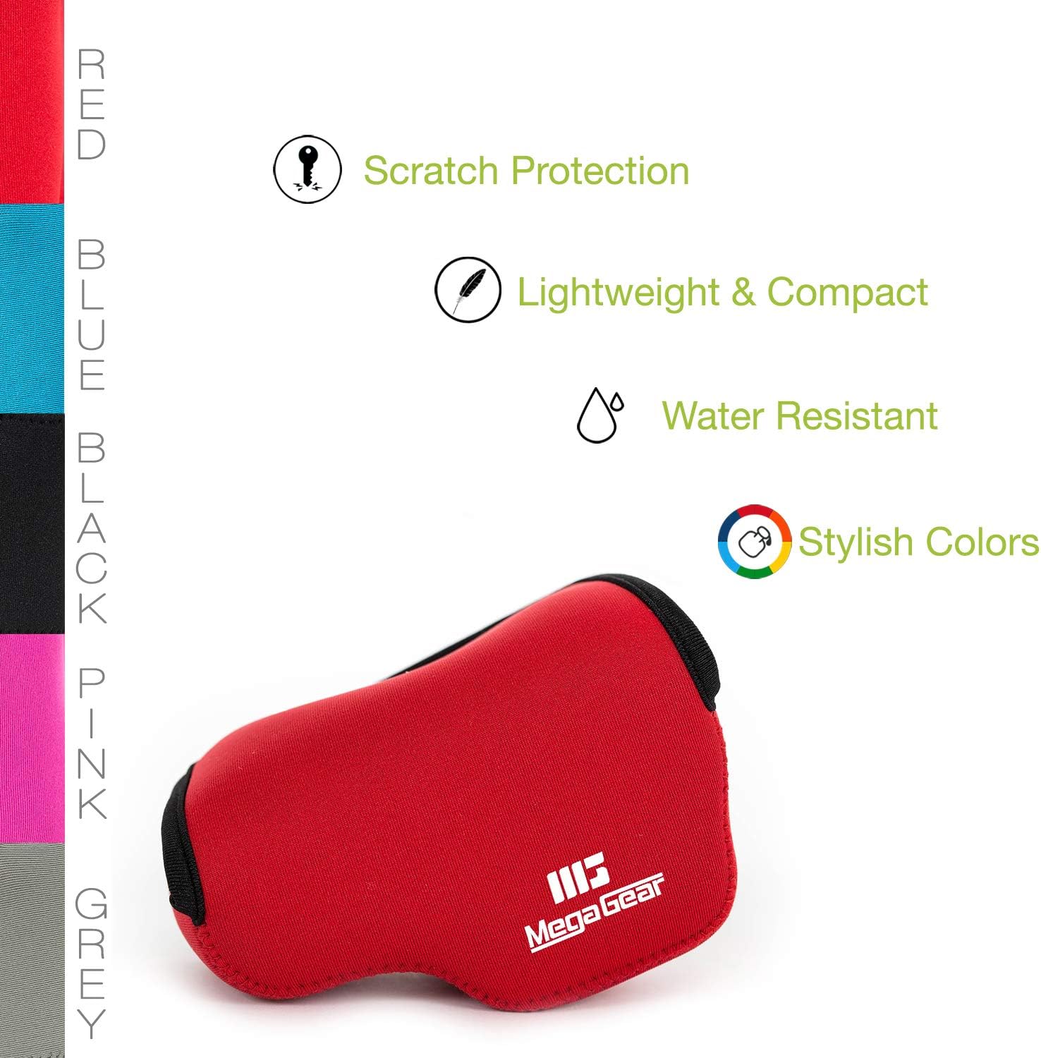 MegaGear ''Ultra Light'' Neoprene Camera Case Bag for Sony NEX-5TL, Sony NEX-5R, Sony NEX-3N with Sony SELP1650, Sony A5100, Sony A5000 16-50mm Lens (Red)