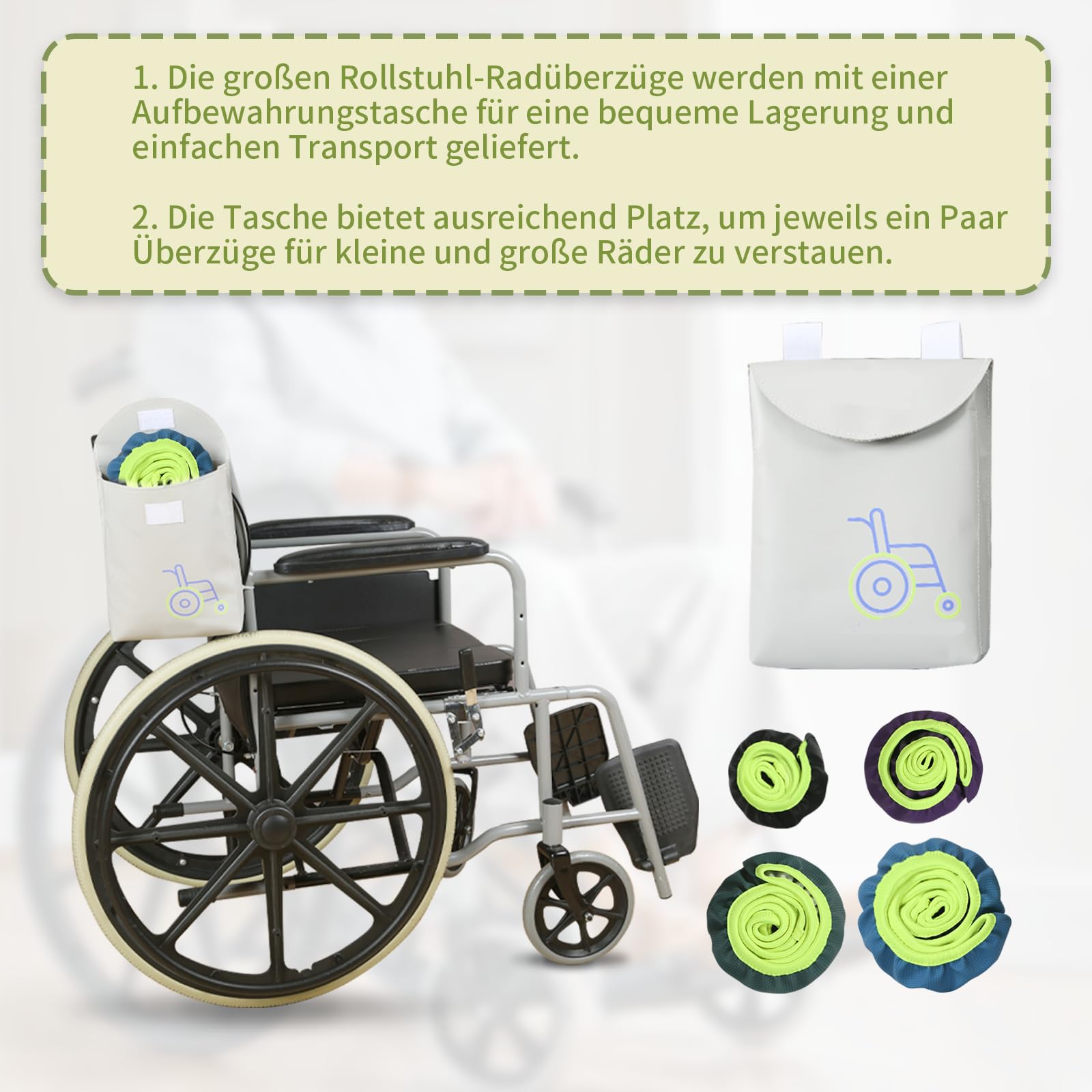 Coperture per pneumatici per sedia a rotelle per proteggere pavimenti e tappeti, accessori per sedie a rotelle, in PVC (blu, 24 pollici)