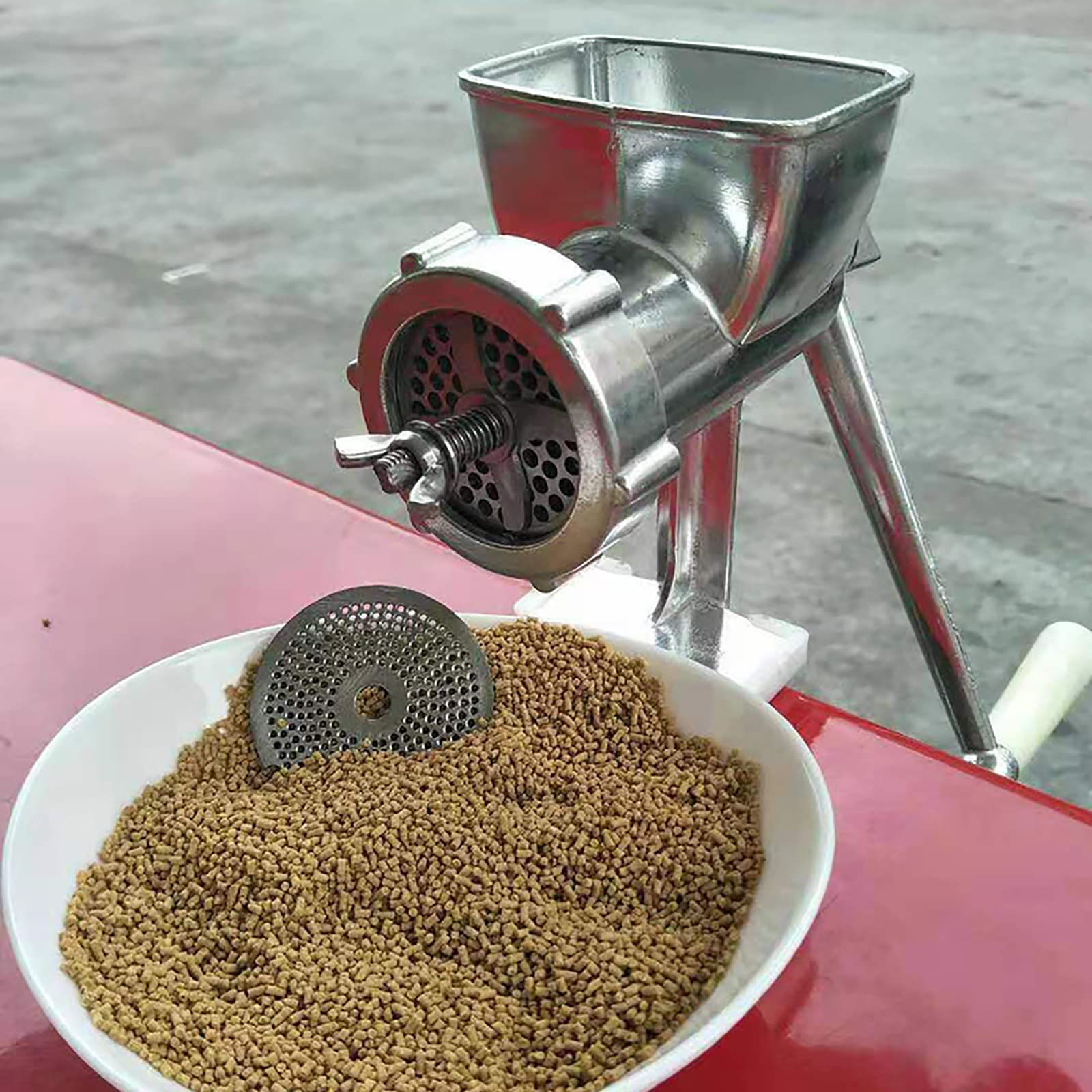 Futterzubereiter für Hunde und Katzen, manuelle Pelletmaschine für Tierfutter, Herstellung von Pellets für Hunde und Katzen mit 2/3/4/5/6/7-mm-Formen, Haushaltsfutter-Pelletprozessor für kleine Fische