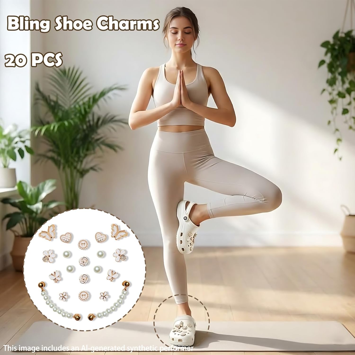 20 PCS Bling Pearl Shoe Charms, Sparkling Shoe Decor Accessories for Women image 4