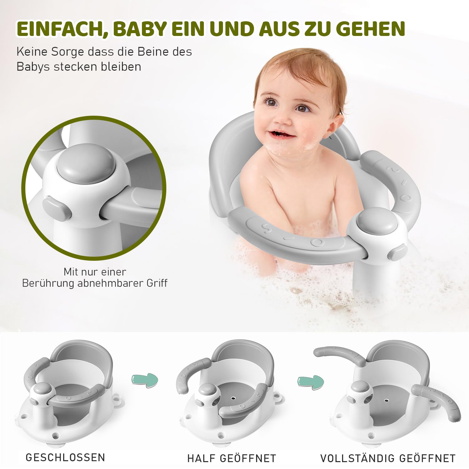 Baby Badesitz - Badewannensitz ab 6 bis 24 monate - Badewannen mit 4-starken Saugnäpfen und 360° Rundumschutz - Baby Bath Seat - Bad Dusche Geschenke für Neugeborene und neue Mütter