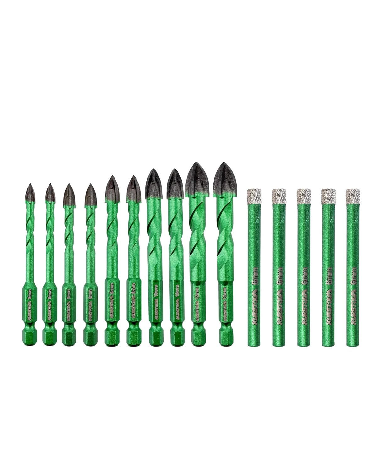 Masonry Diamond Drill Bit - 10pcs 3/16"-1/2" Concrete Diamond Hole Saw Set for Wood Plastic Brick Ceramic Tile Etc,Diamond Core Drill Bit Carbide Tips Quick Change Shank Fixed on Drills