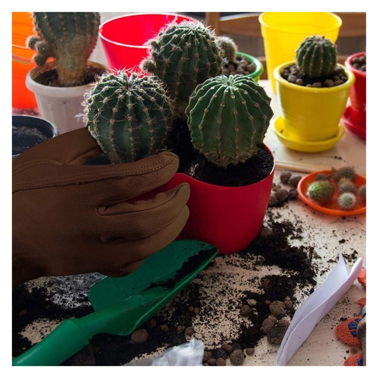 Guantes de jardinería de cuero de tubo largo for poda, varios tamaños(Medium)