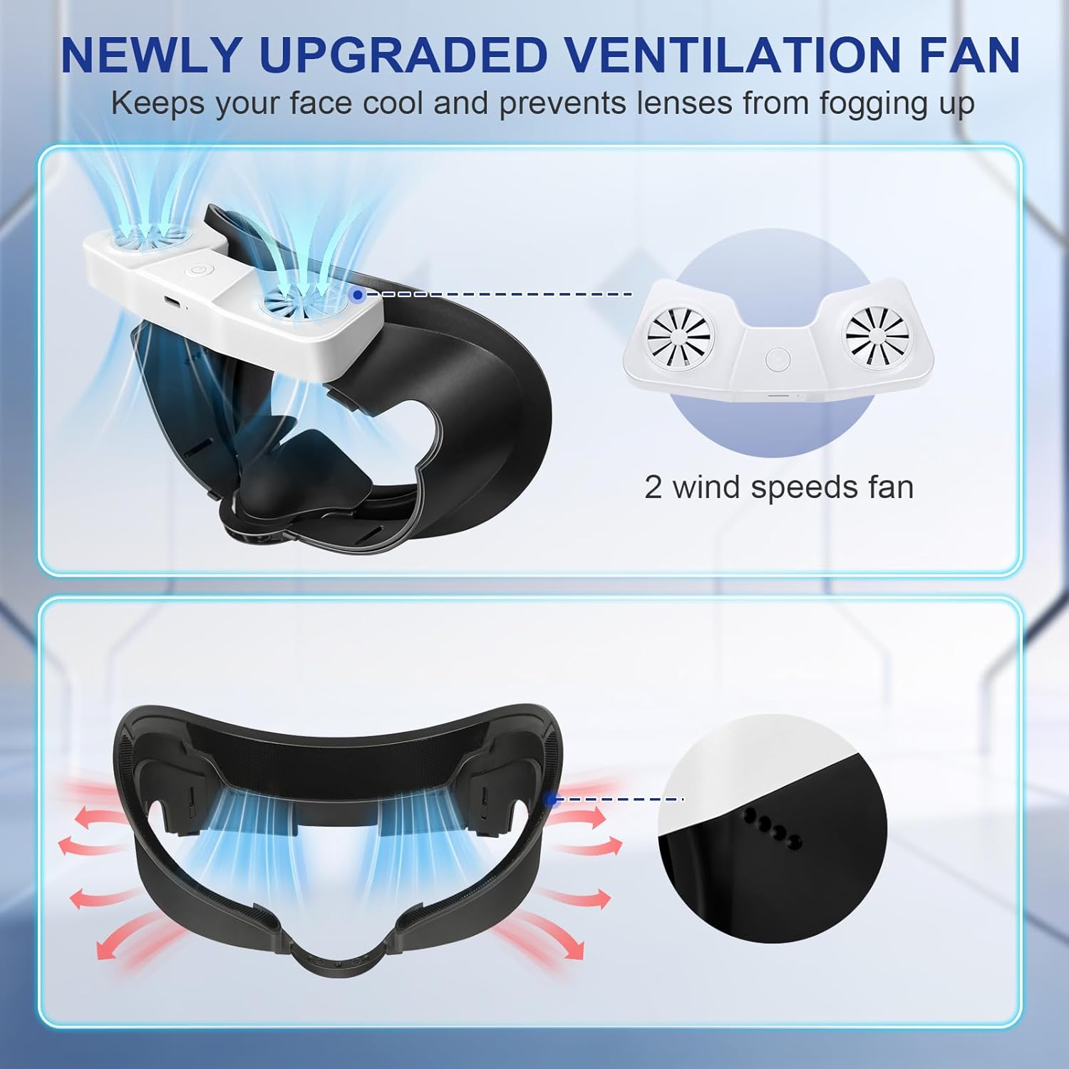 Hurra 10000mAh Head Strap with Battery Compatible with Quest 2/3/3S, Face Cover Pad with Cooling Fan for Quest 3