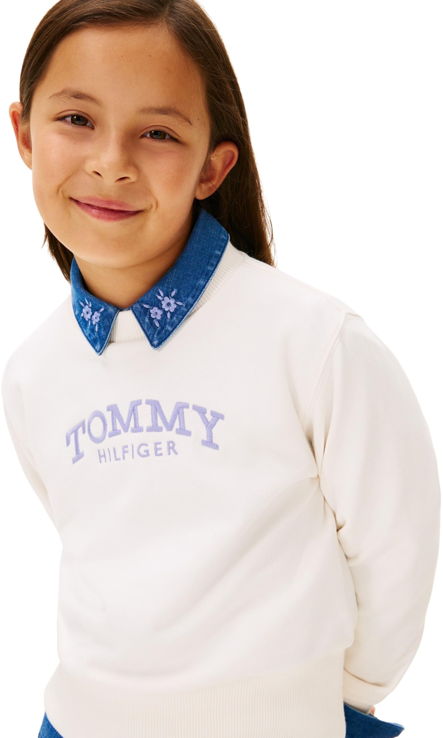 Tommy Hilfiger Sudadera sin Botones Niñas High Rib Hem Crew Neck Pack de 1
