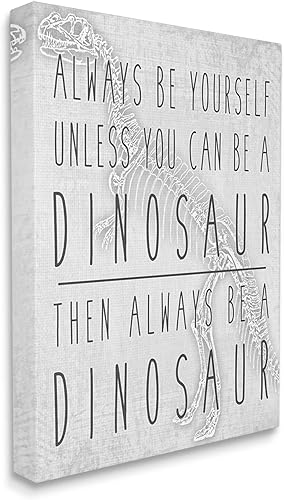 Stupell Industries Lienzo decorativo para pared con frase divertida de T-Rex Skelton, diseño de Jessica Mundo, 16 x 20 pulgadas, color gris