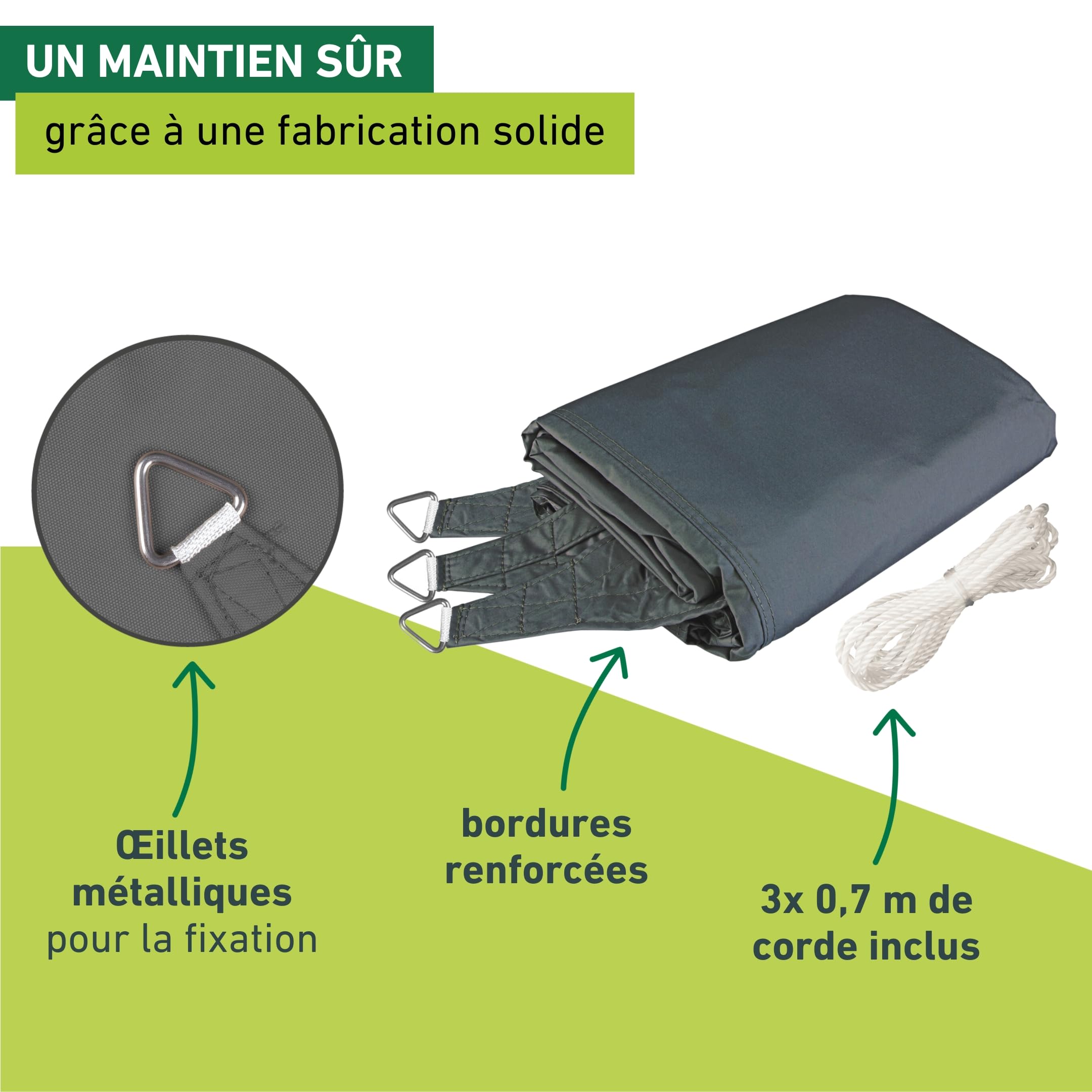 Windhager Auvent d'ombrage Triangulaire 4 x 4 m (isolé) - Protection Solaire pour Jardin et terrasse - Résistant aux UV et aux intempéries - Anthracite - 10715