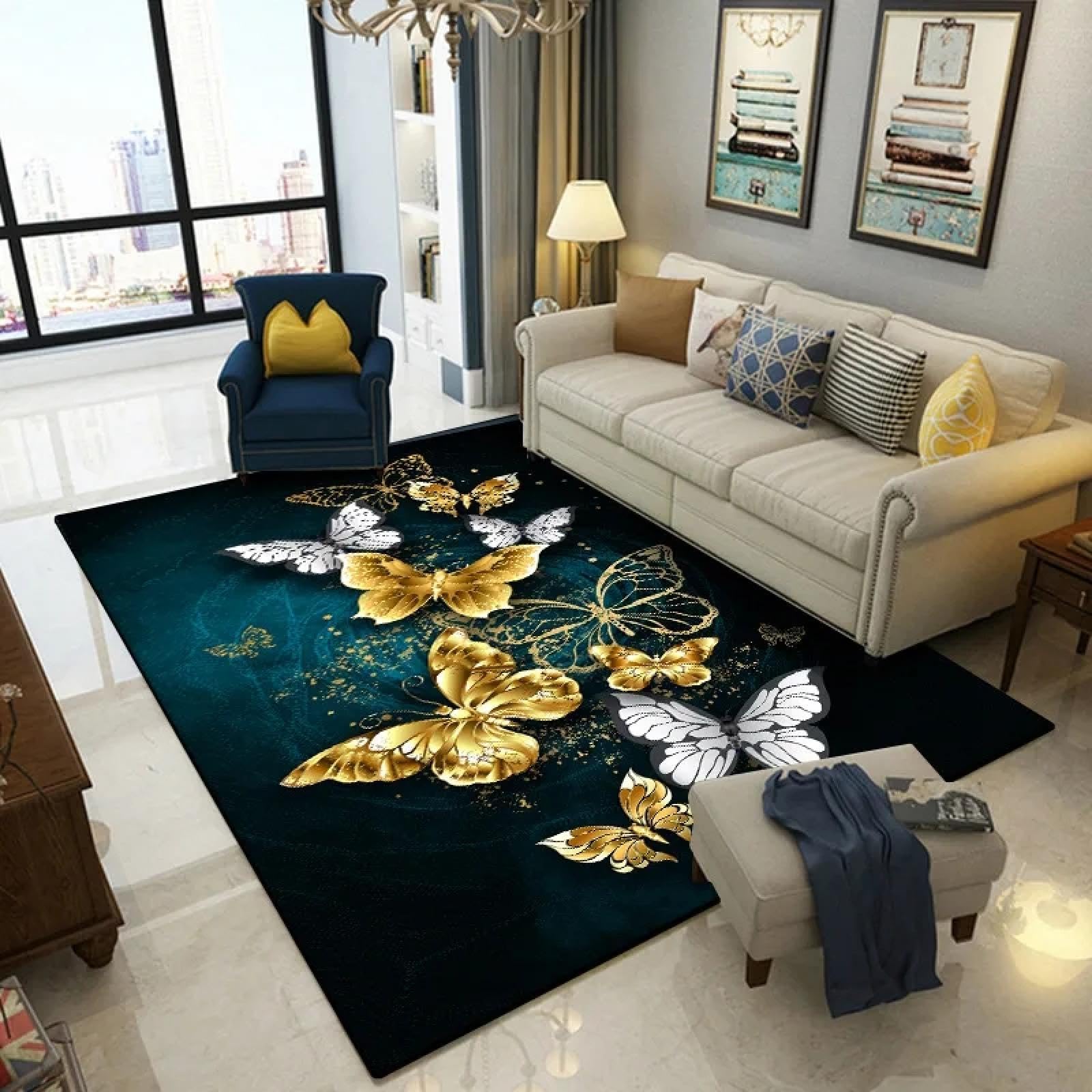 Tapis de sol papillon moderne pour balcon et chambre à coucher cosy