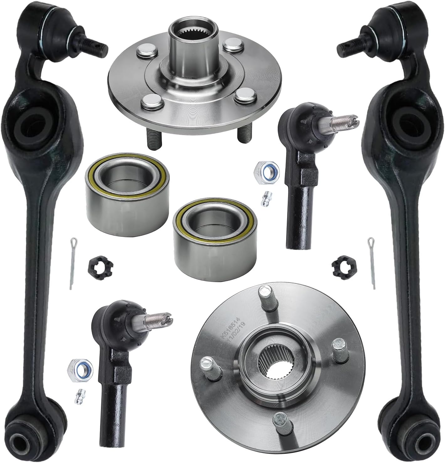 Detroit Axle - 6pc Front End Kit for 1994-2002 Saturn SC1 SC2 SL SL1 SL2 SW1 SW2 2 Lower Control Arms w/Ball Joints 2 Wheel Bearing Hubs Assembly 2 Outer Tie Rod End Links Replacement