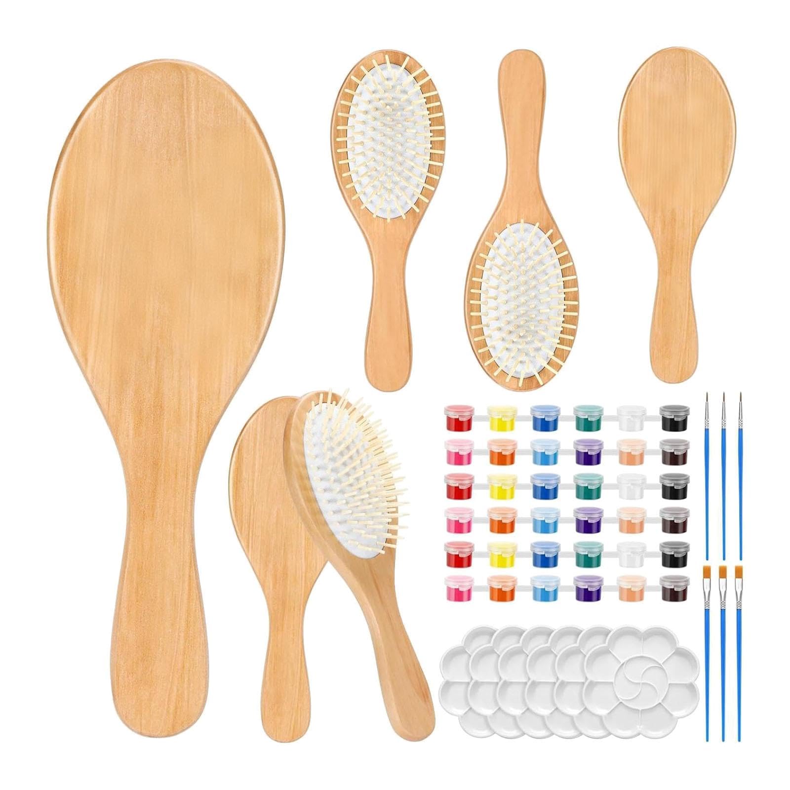 Kits de Pintura para Cepillos de Pelo de Madera, Cepillo de Paleta de Madera, Suministros para Fiestas Nocturnas, Propio Cepillo de Pelo, Pein