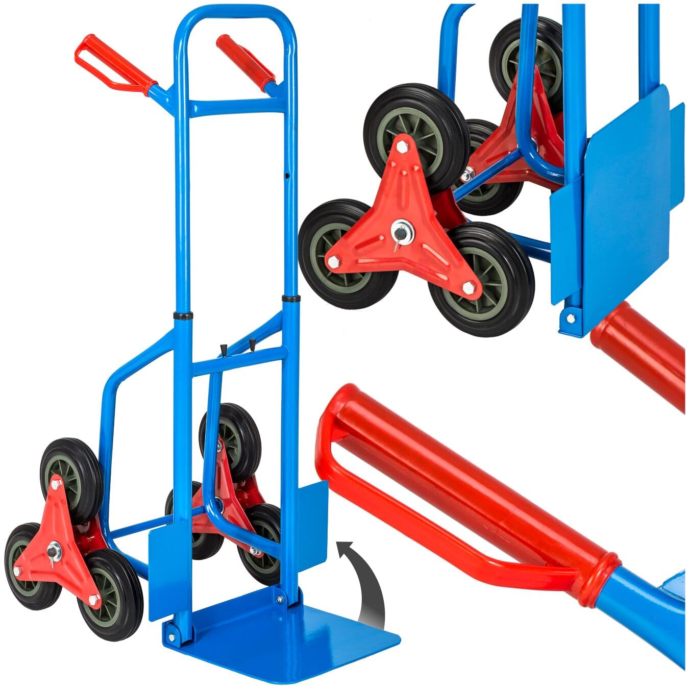 tectake® Carrello Saliscale con Ruote Portatutto in Acciaio, Capacità Max 200 kg Carrello Portapacchi Per Scale Montascale, Carrellino Trasporto Lavatrici ed Elettrodomestici, Trolley Pieghevole